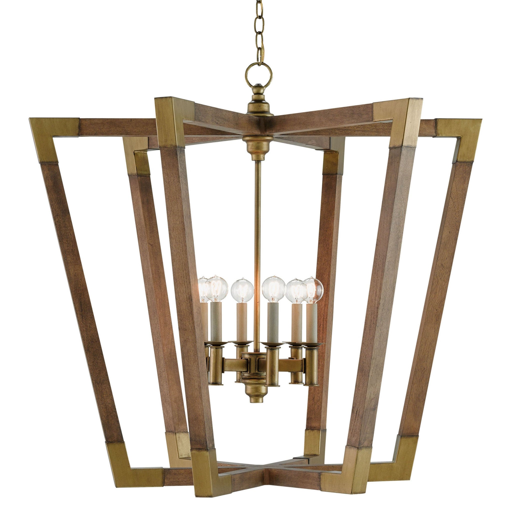 Bastian Large Chestnut Lantern - Chestnut/Brass