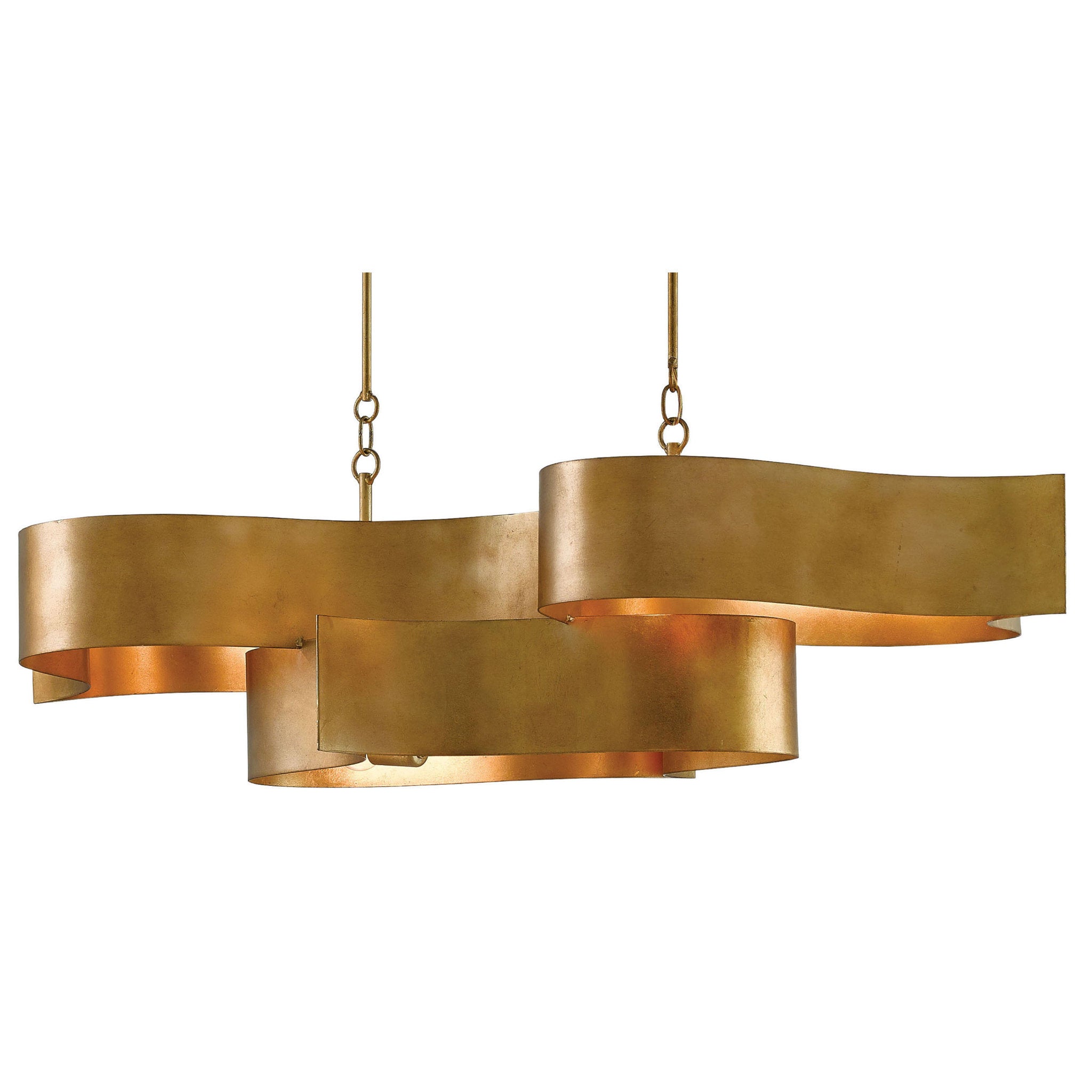 Grand Lotus Gold Oval Chandelier - Antique Gold Leaf