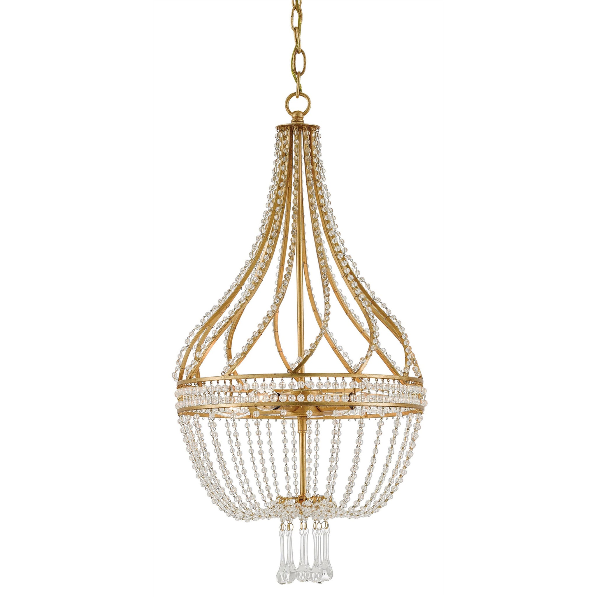 Ingenue Gold Beaded Glass Chandelier - Antique Gold Leaf