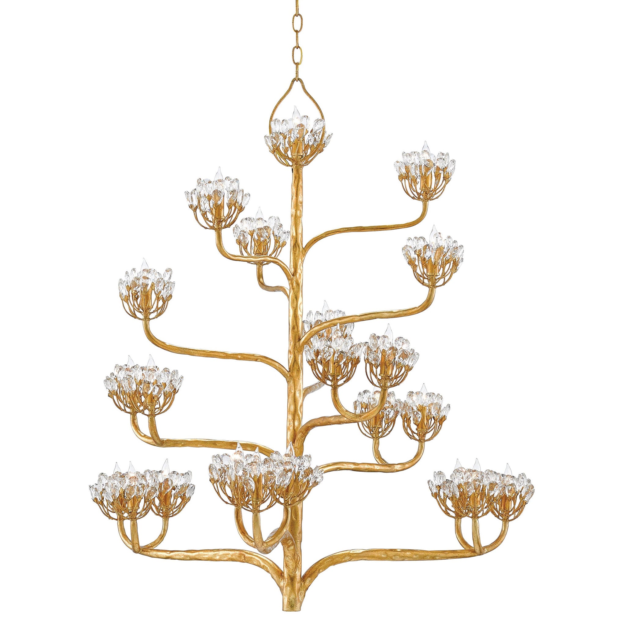 Agave Americana Gold Chandelier - Dark Contemporary Gold Leaf