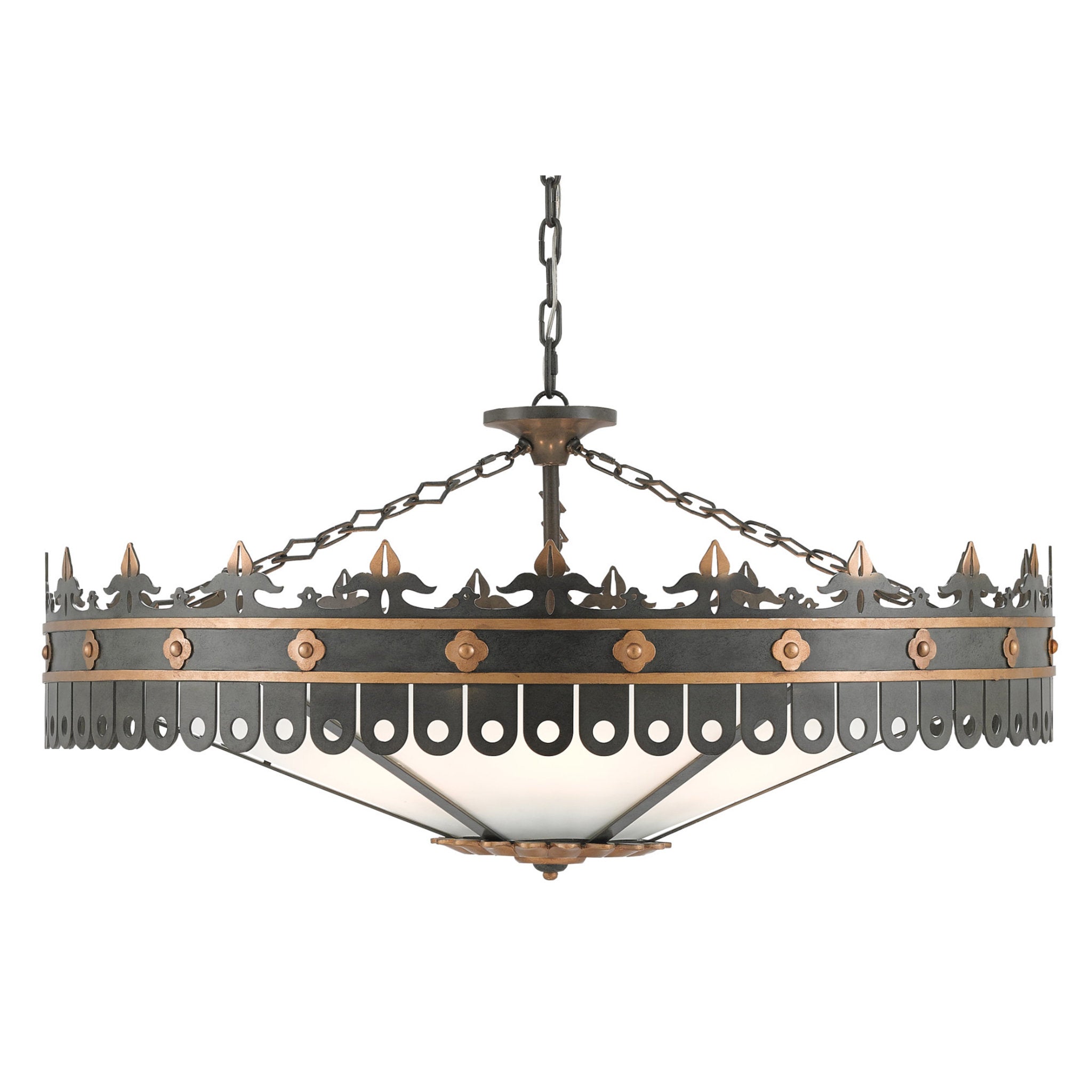 Berkeley Chandelier - Antique Gold/Moss Gray