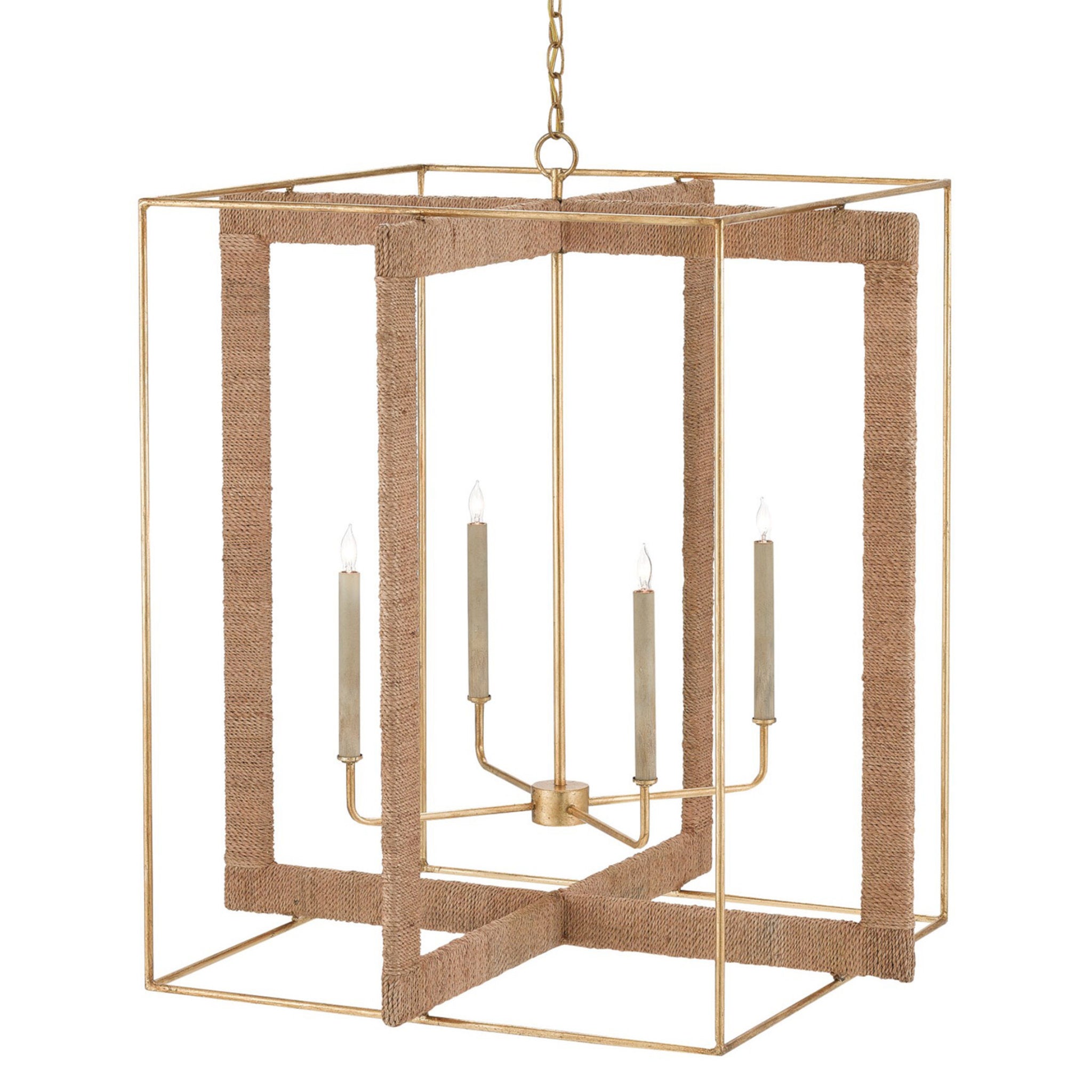 Purebred Large Rope Lantern - Contemporary Gold Leaf/Natural