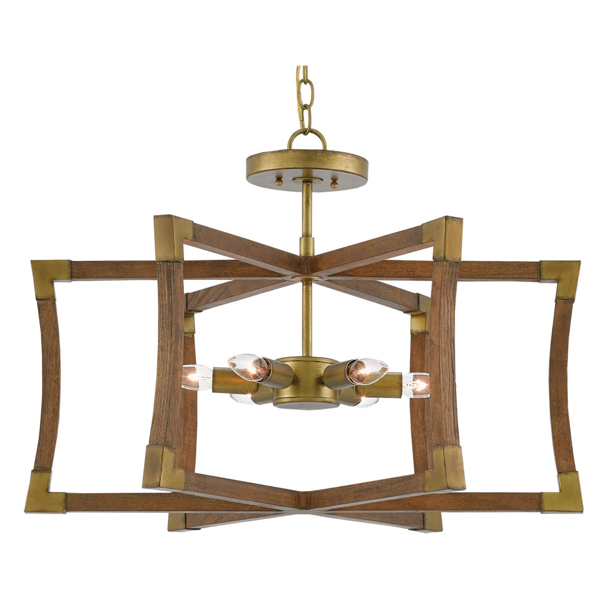 Bastian Small Chestnut Semi-Flush Mount - Chestnut/Brass