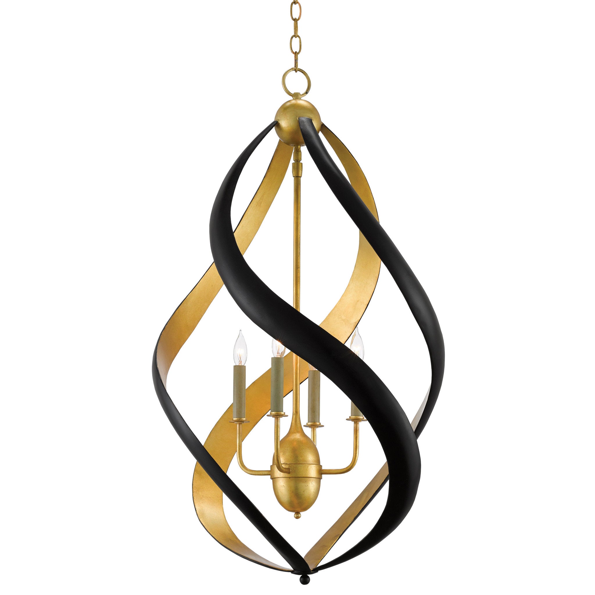 Trephine Black & Gold Chandelier - Contemporary Gold Leaf/Satin Black