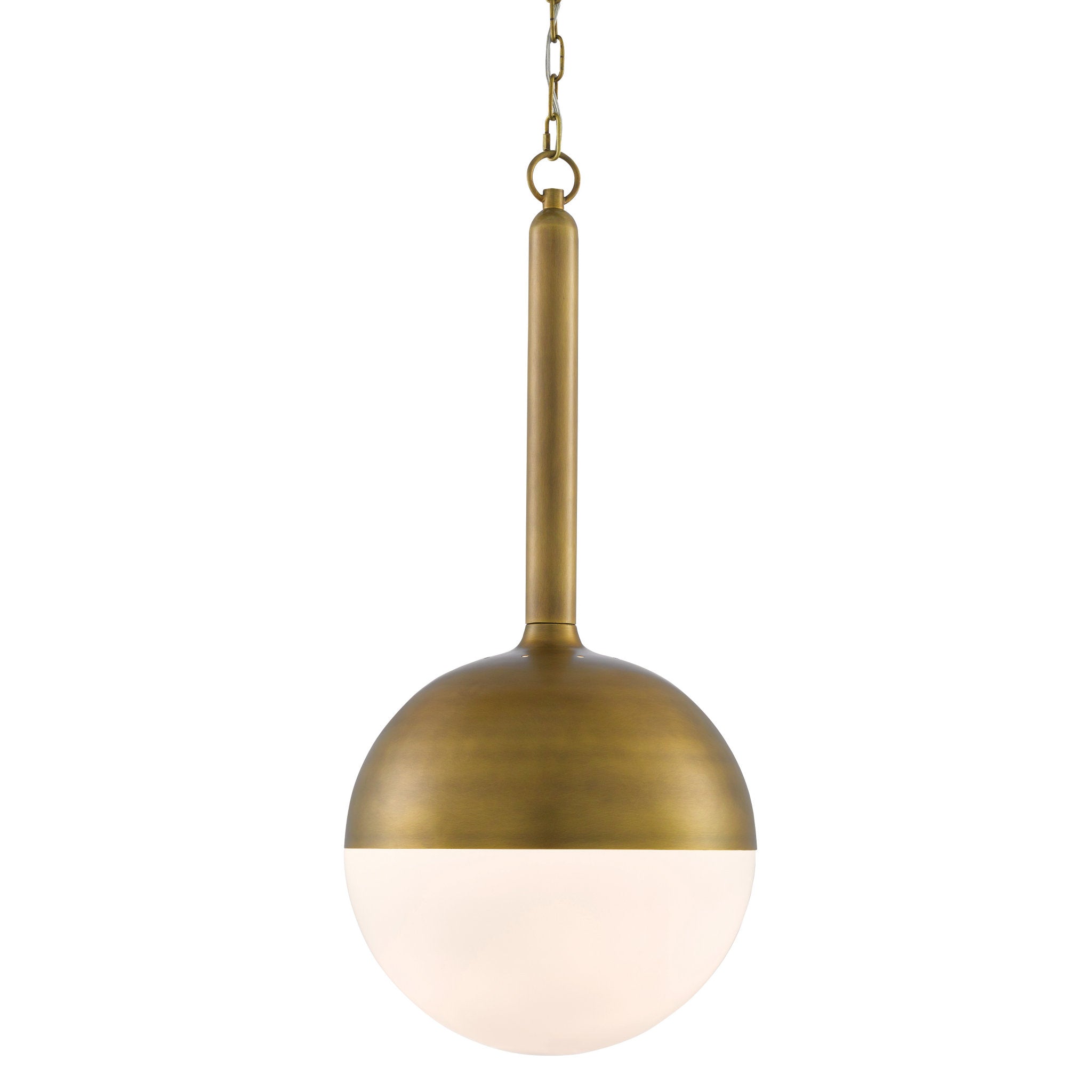 Moonward Brass Pendant - Antique Brass/Opaque White