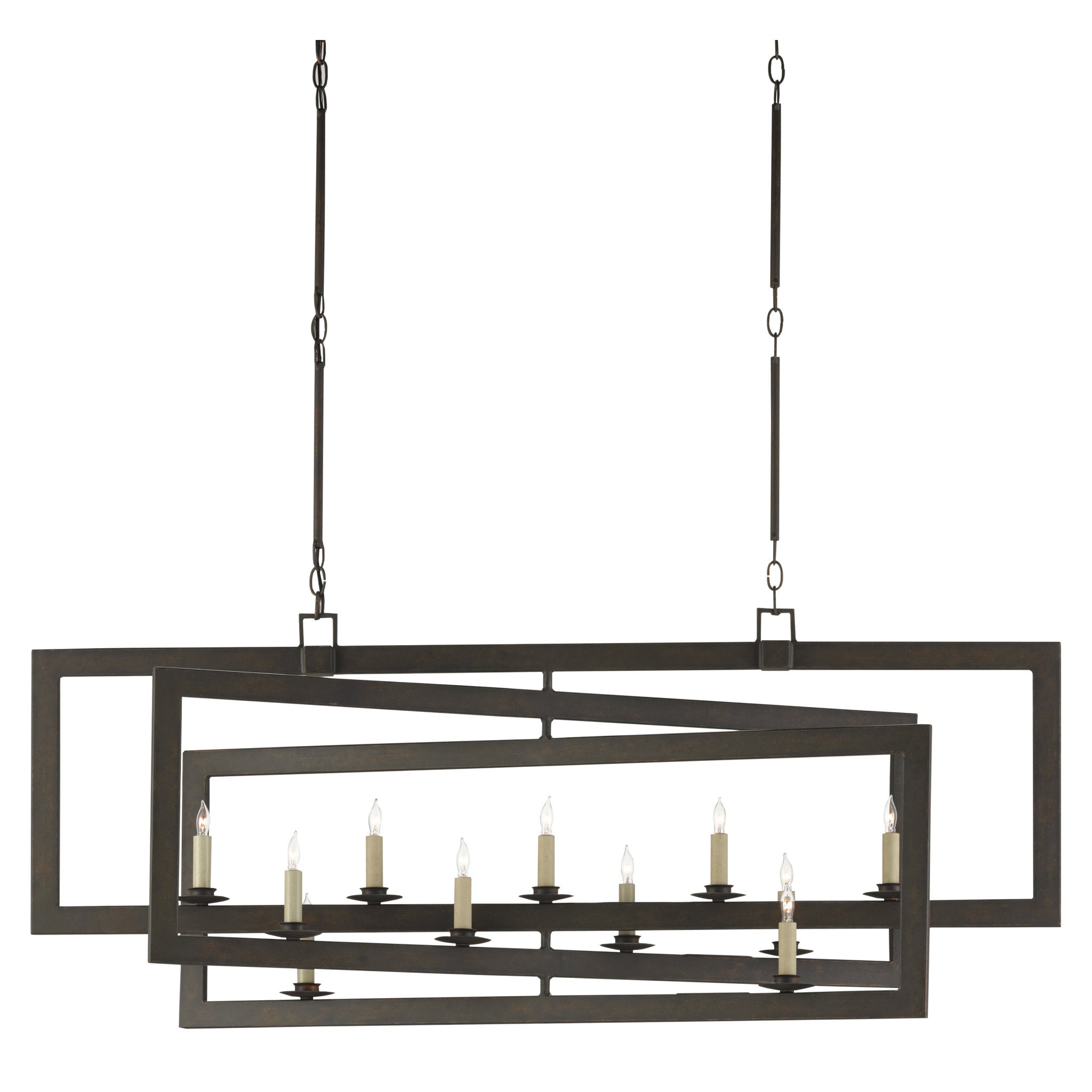 Middleton Bronze Rectangular Chandelier - Bronze Gold