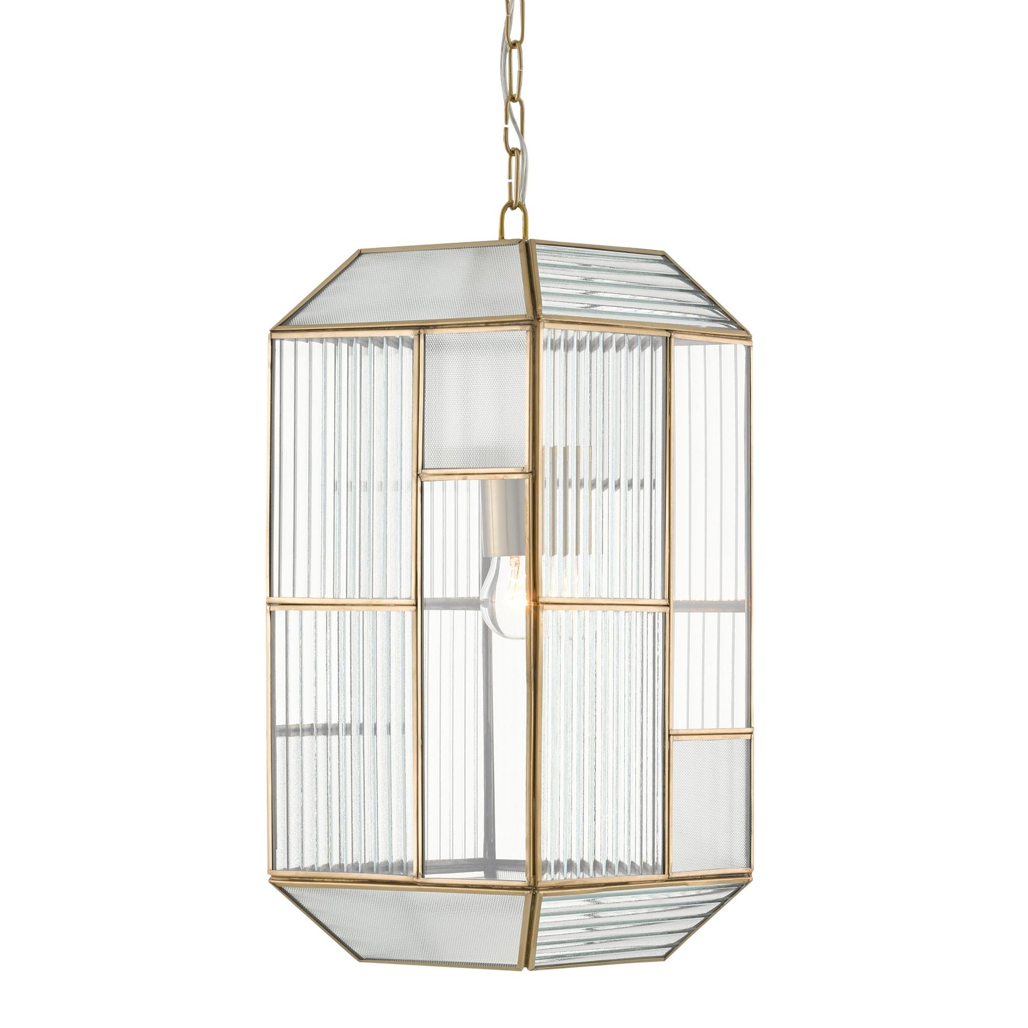 Bardolph Glass Pendant - Antique Brass/Clear