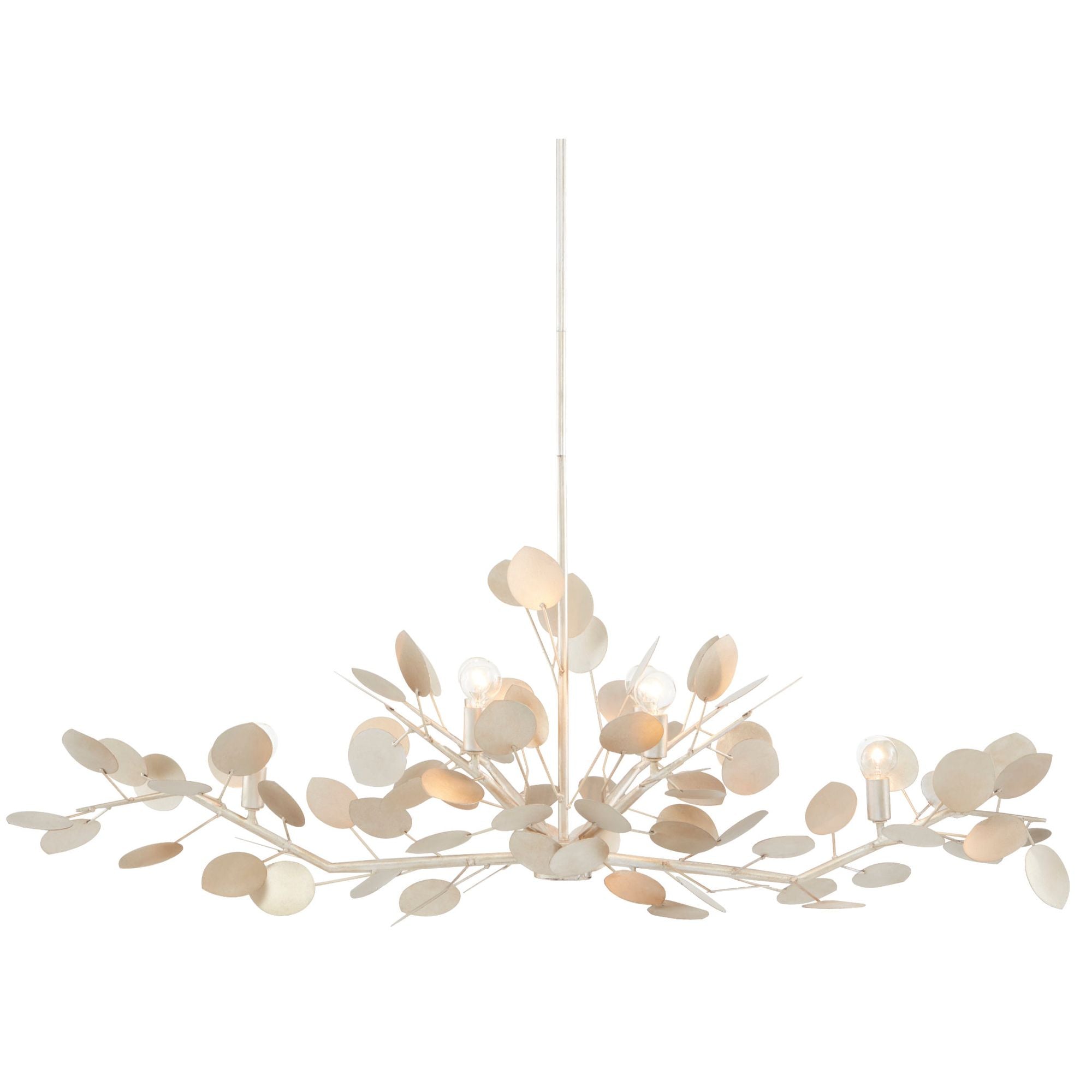 Lunaria Silver Oval Chandelier - Contemporary Silver Leaf