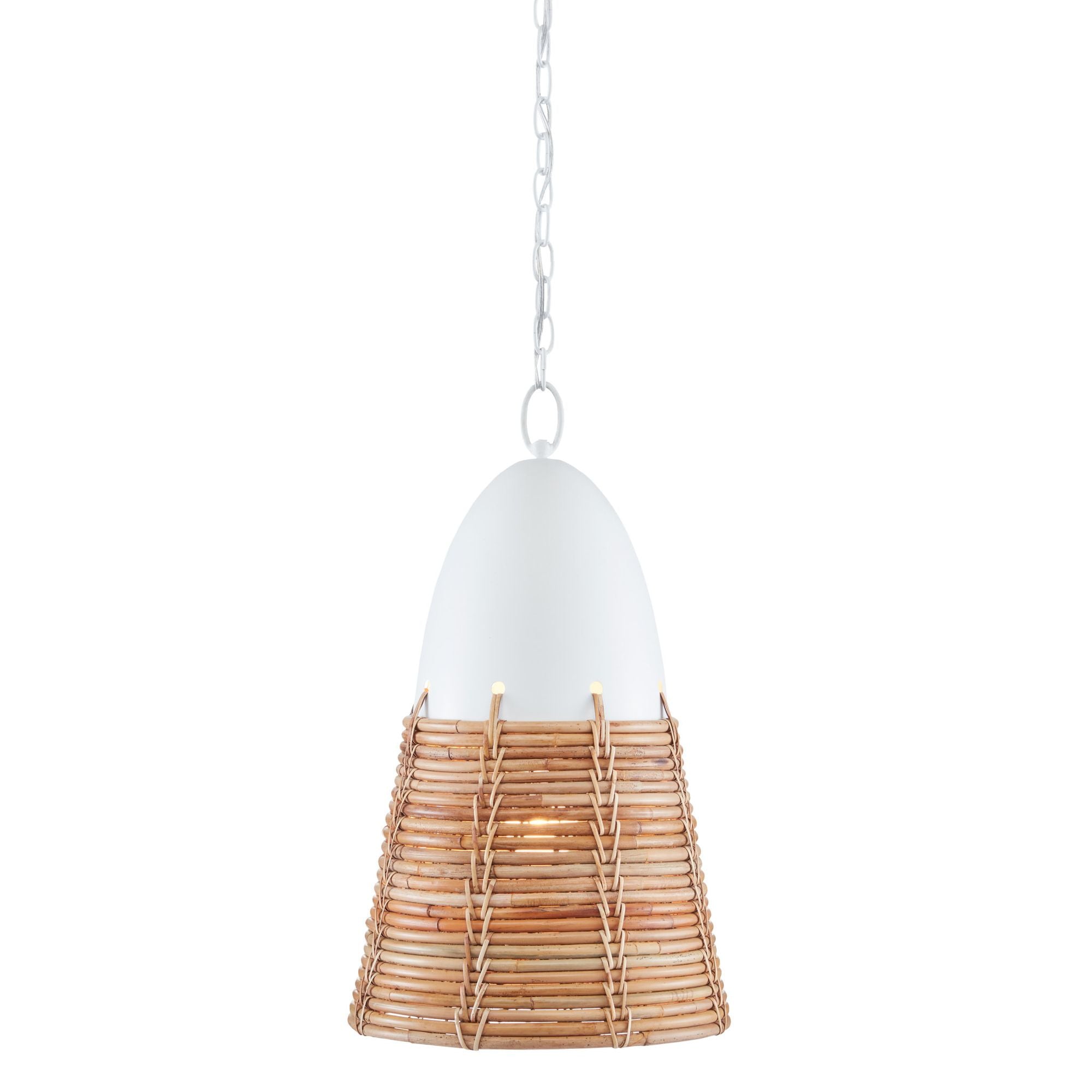 Arundo Pendant - Gesso White/Natural Rattan