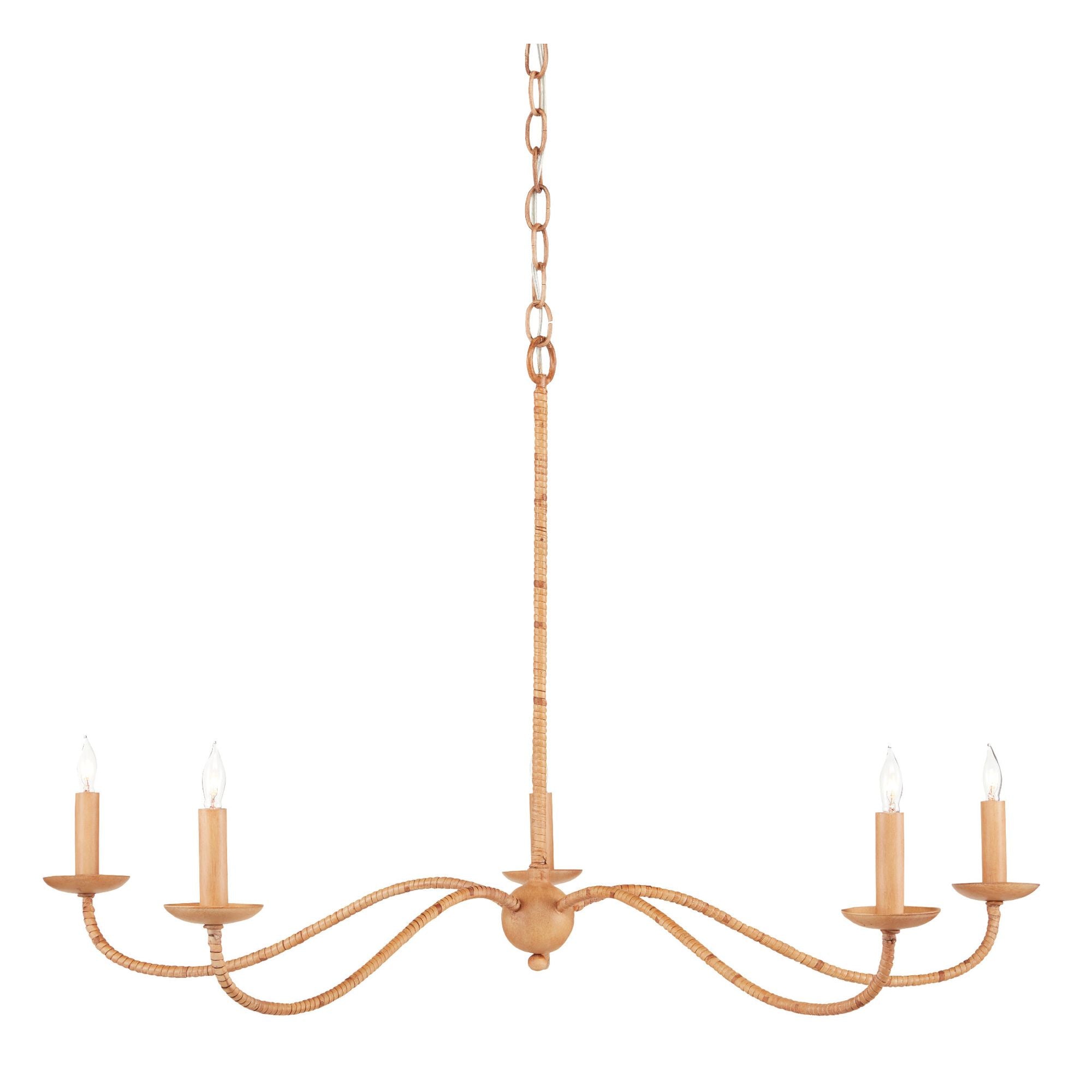 Saxon Rattan Small Chandelier - Saddle Tan/Natural Rattan