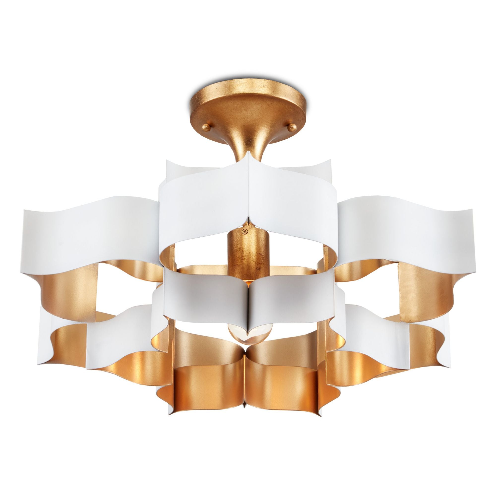Grand Lotus Small White Chandelier - Sugar White/Comtemoprary Gold Leaf
