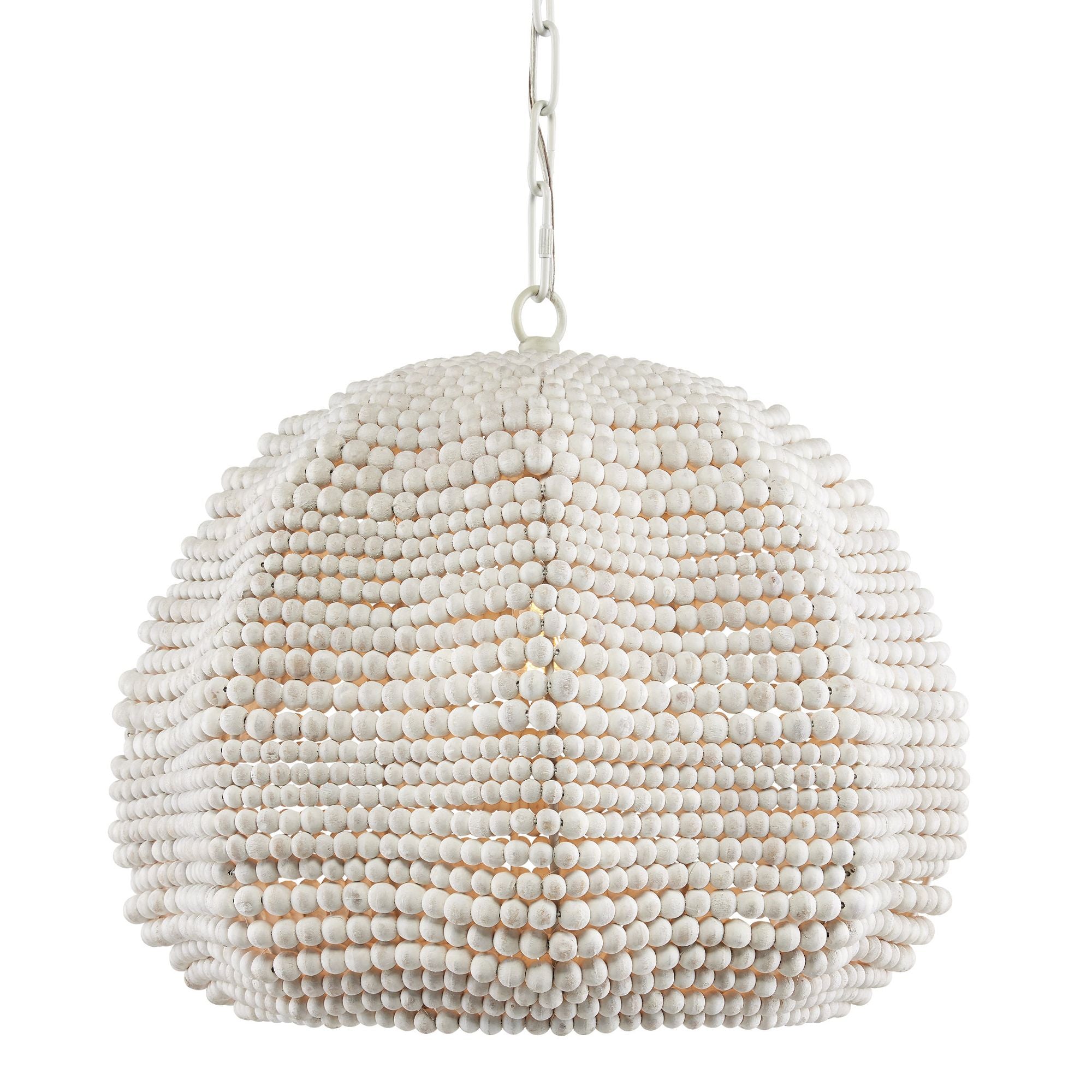 Octavia White Beaded Pendant - White/Whitewash