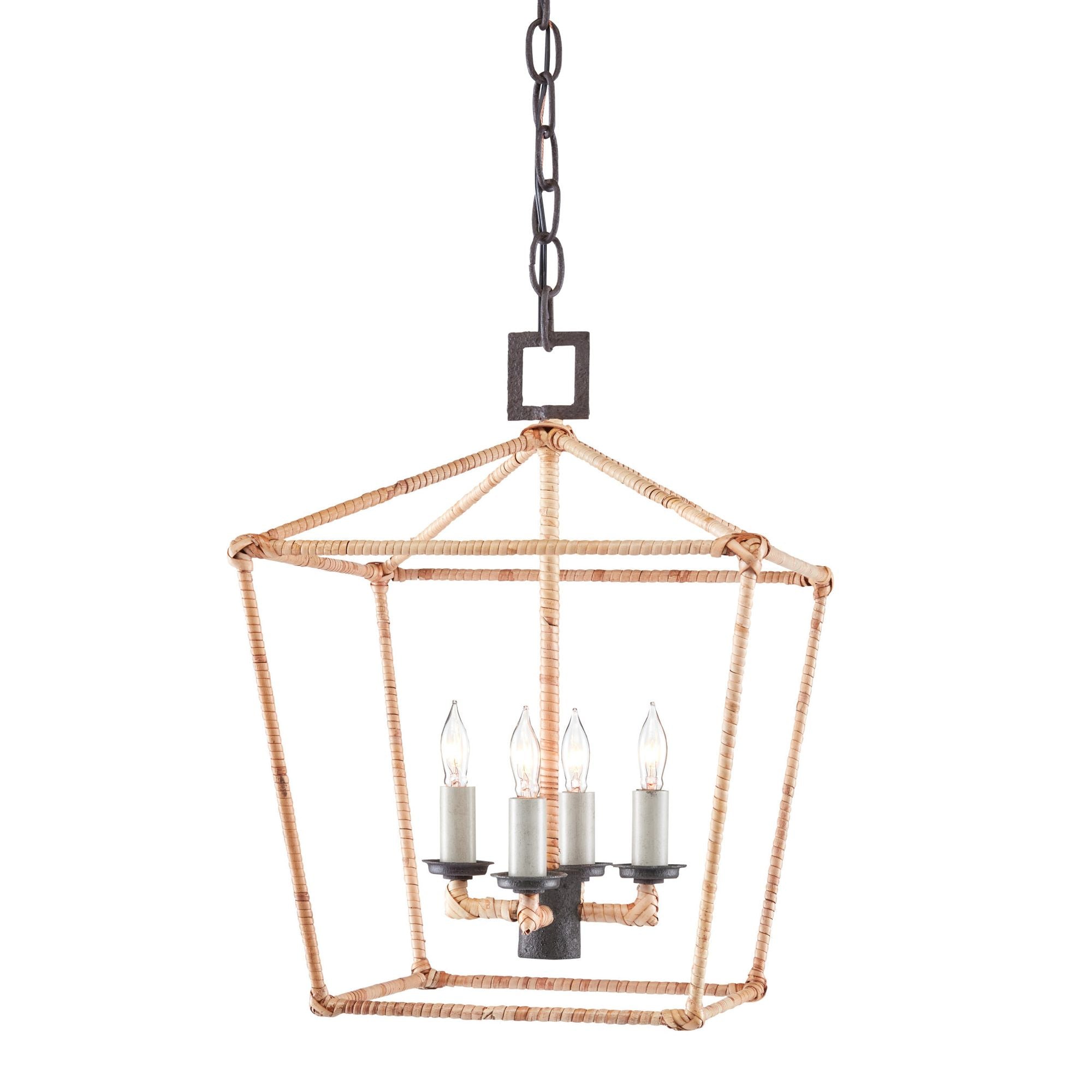 Denison Small Rattan Lantern - Mole Black/Natural Rattan