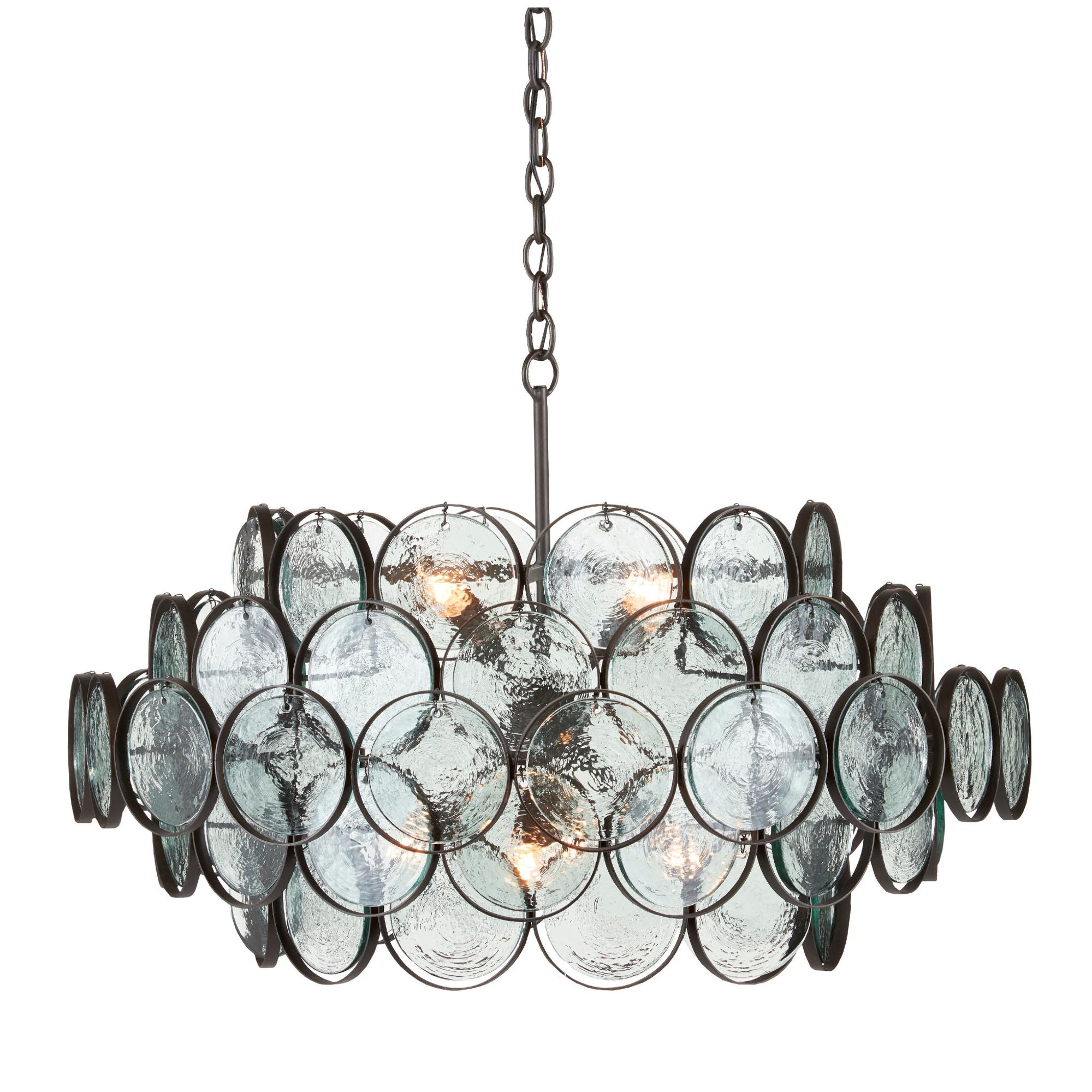 Galahad Small Recycled Glass Chandelier - Bronze