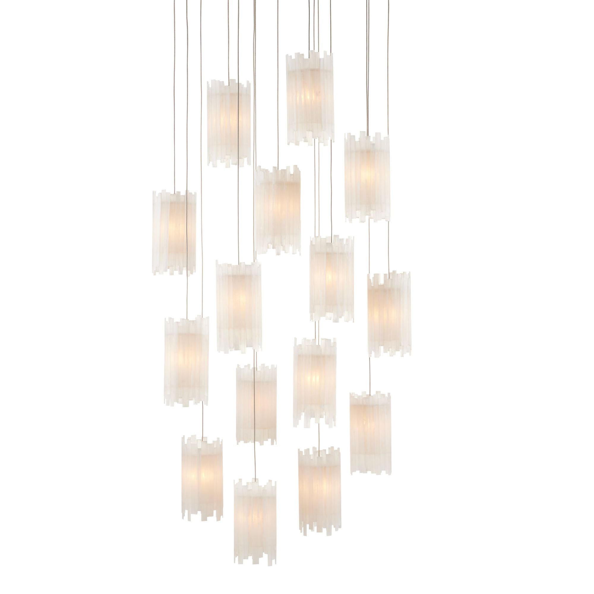 Escenia 15-Light Round Multi-Drop Pendant - Natural/Painted Silver