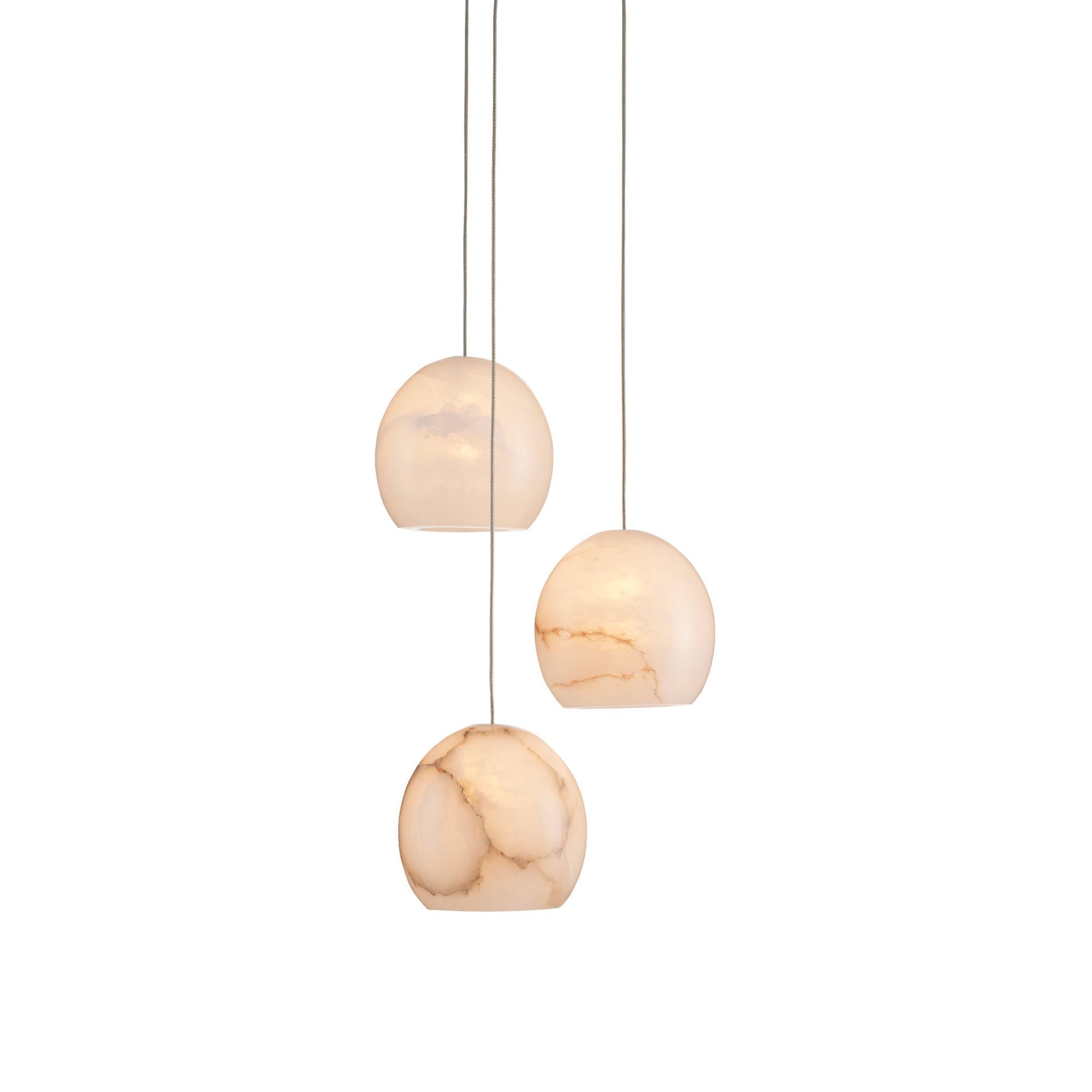 Lazio 3-Light Round Multi-Drop Pendant - Natural/Painted Silver