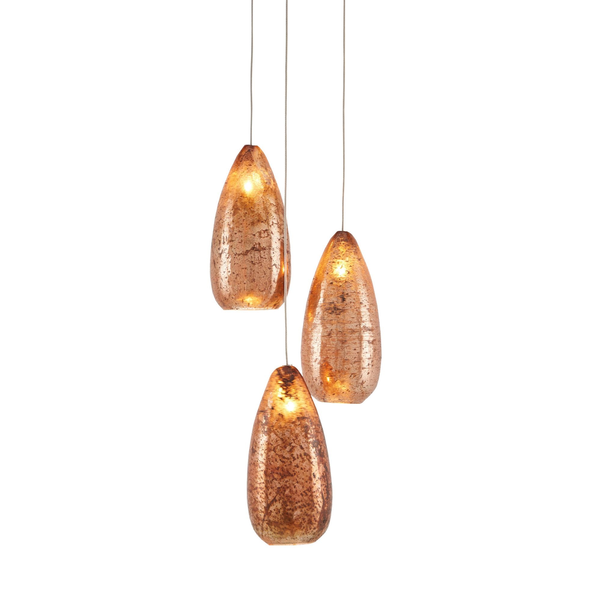 Rame 3-Light Round Multi-Drop Pendant - Copper/Silver/Painted Silver