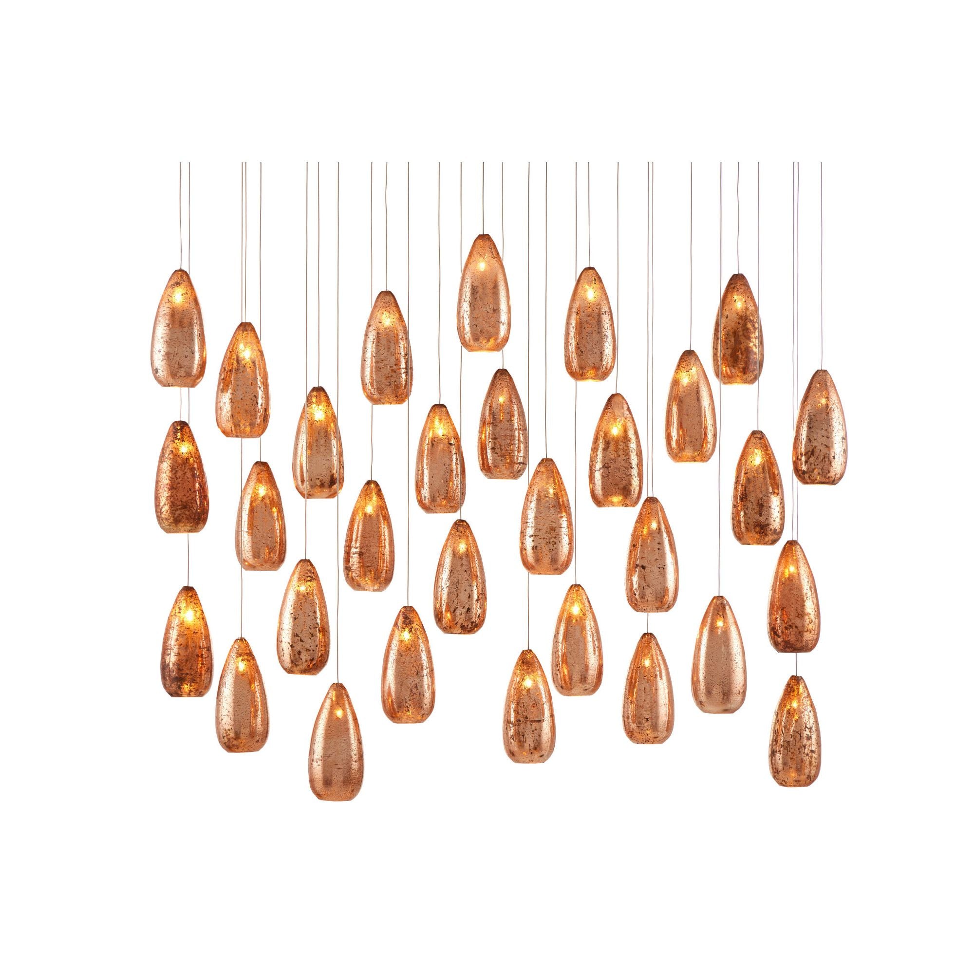 Rame 30-Light Rectangular Multi-Drop Pendant - Copper/Silver/Painted Silver
