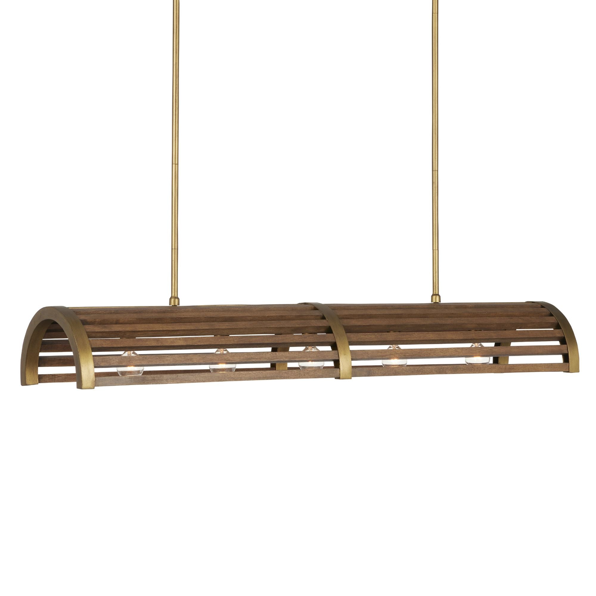 Woodbine Chestnut Rectangular Chandelier - Chestnut/Brass