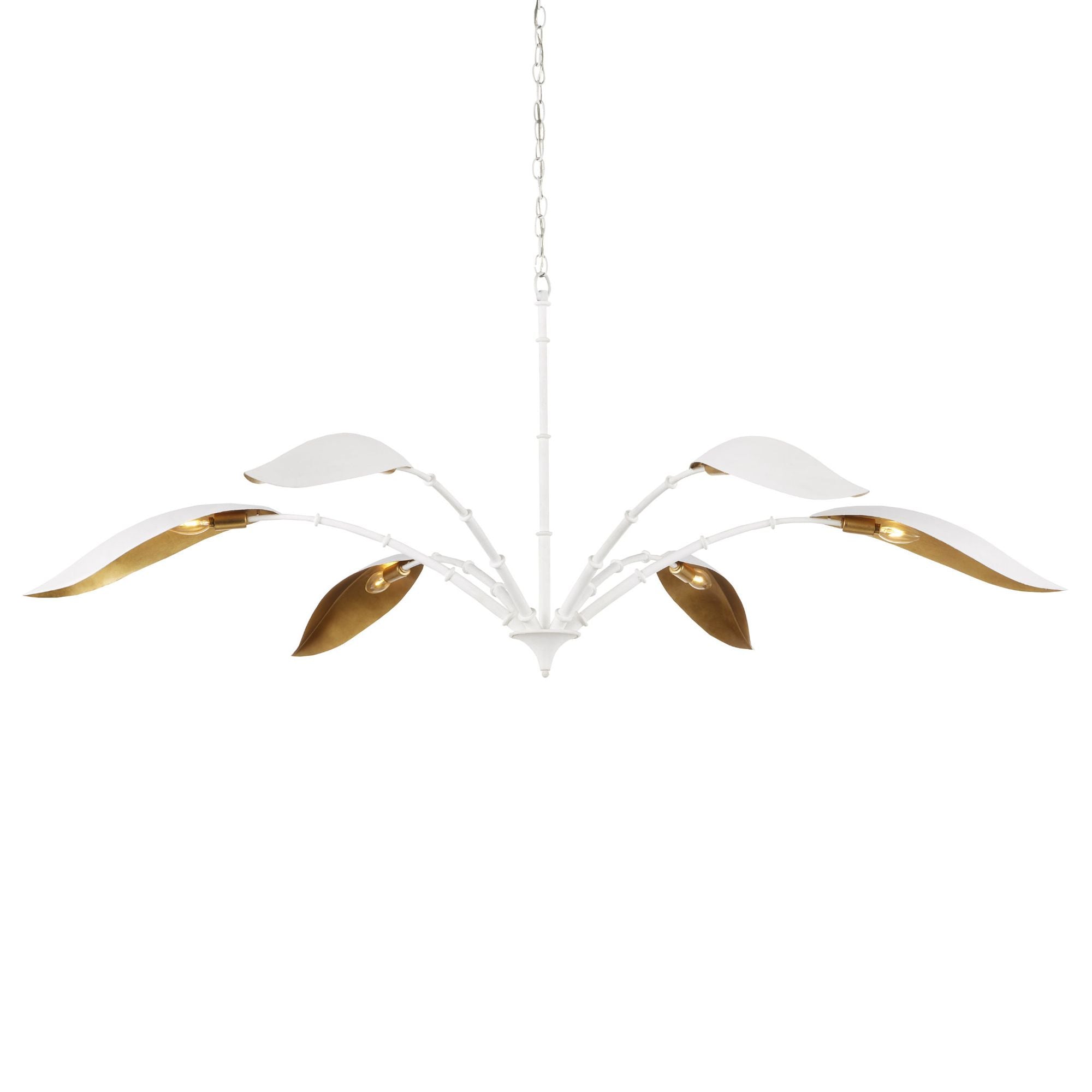 Yuriko White Chandelier - Gesso White/Contemporary Gold Leaf
