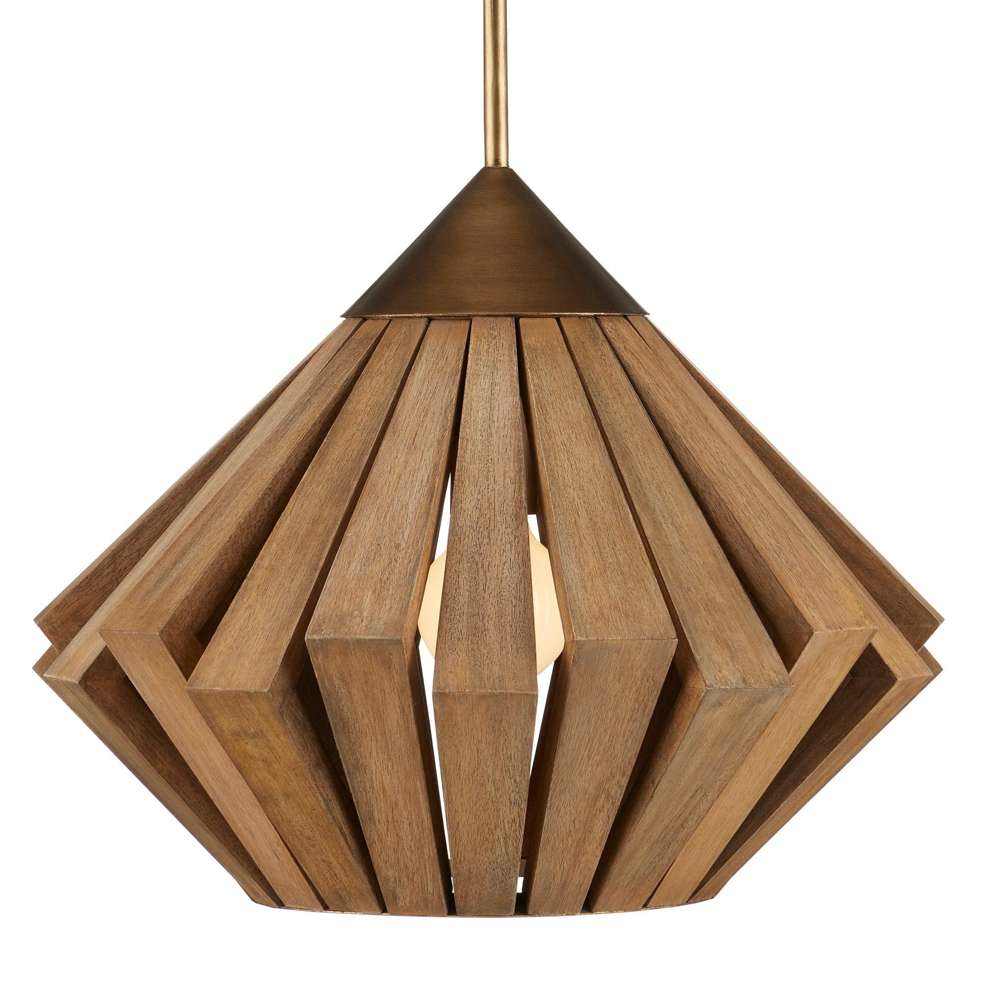 Plunge Wood Pendant - Brass/Toffee