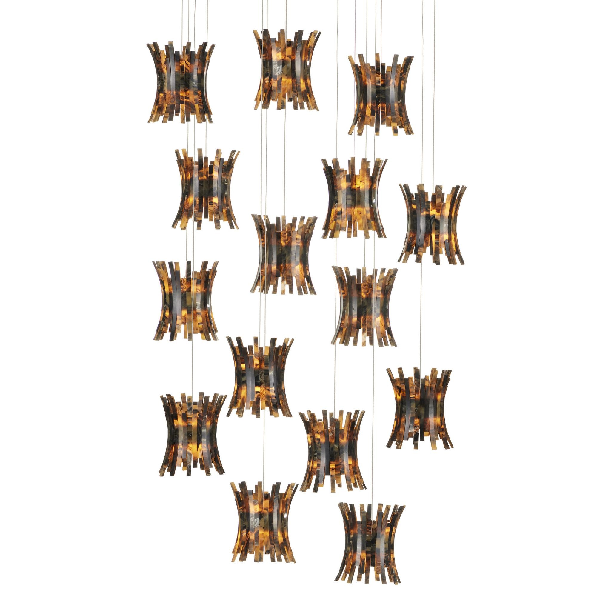 Alsop 15-Light Round Multi-Drop Pendant - Brown/Black/Silver