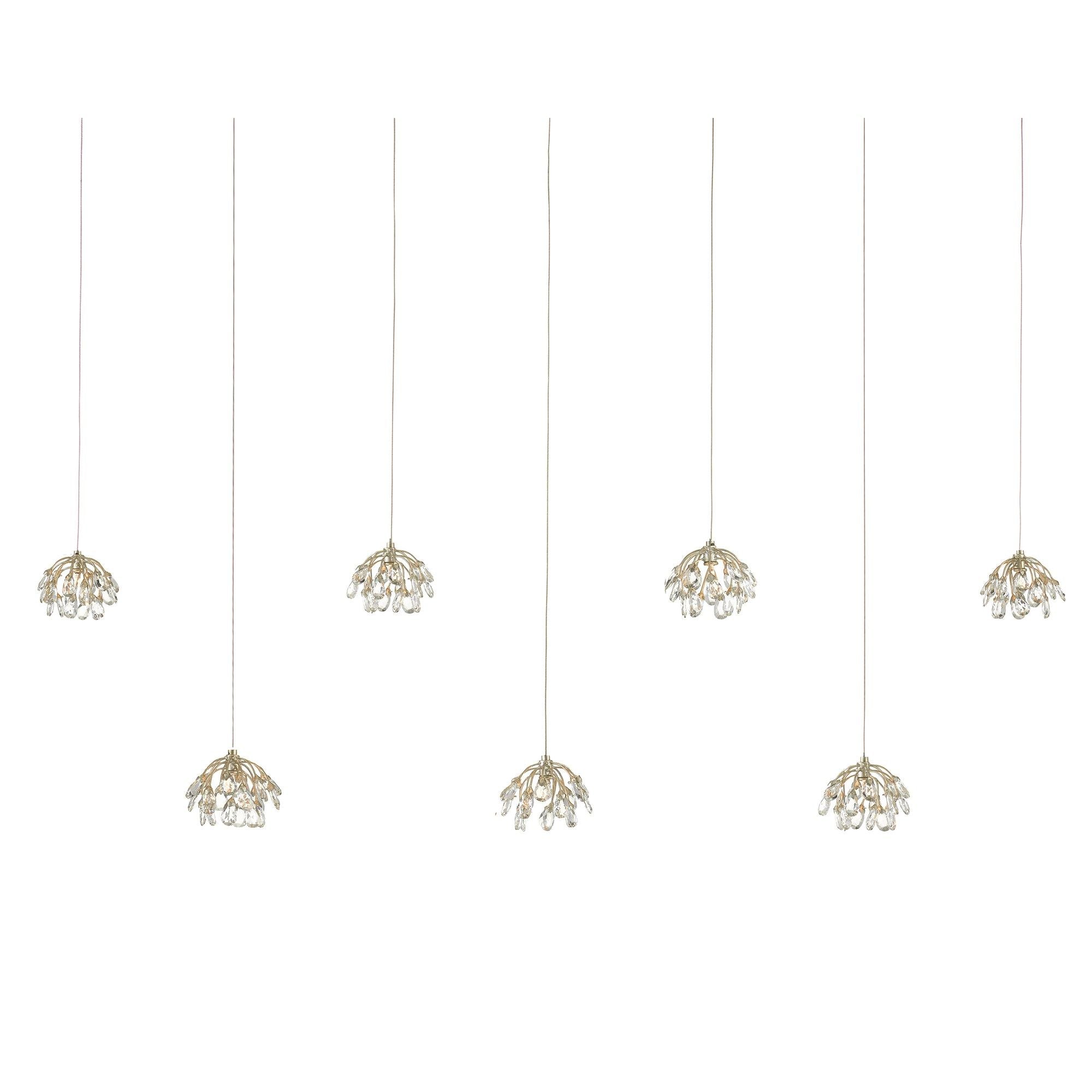 Crystal Bud 7-Light Rectangular Multi-Drop Pendant - Crystal/Contemporary Silver/Silver