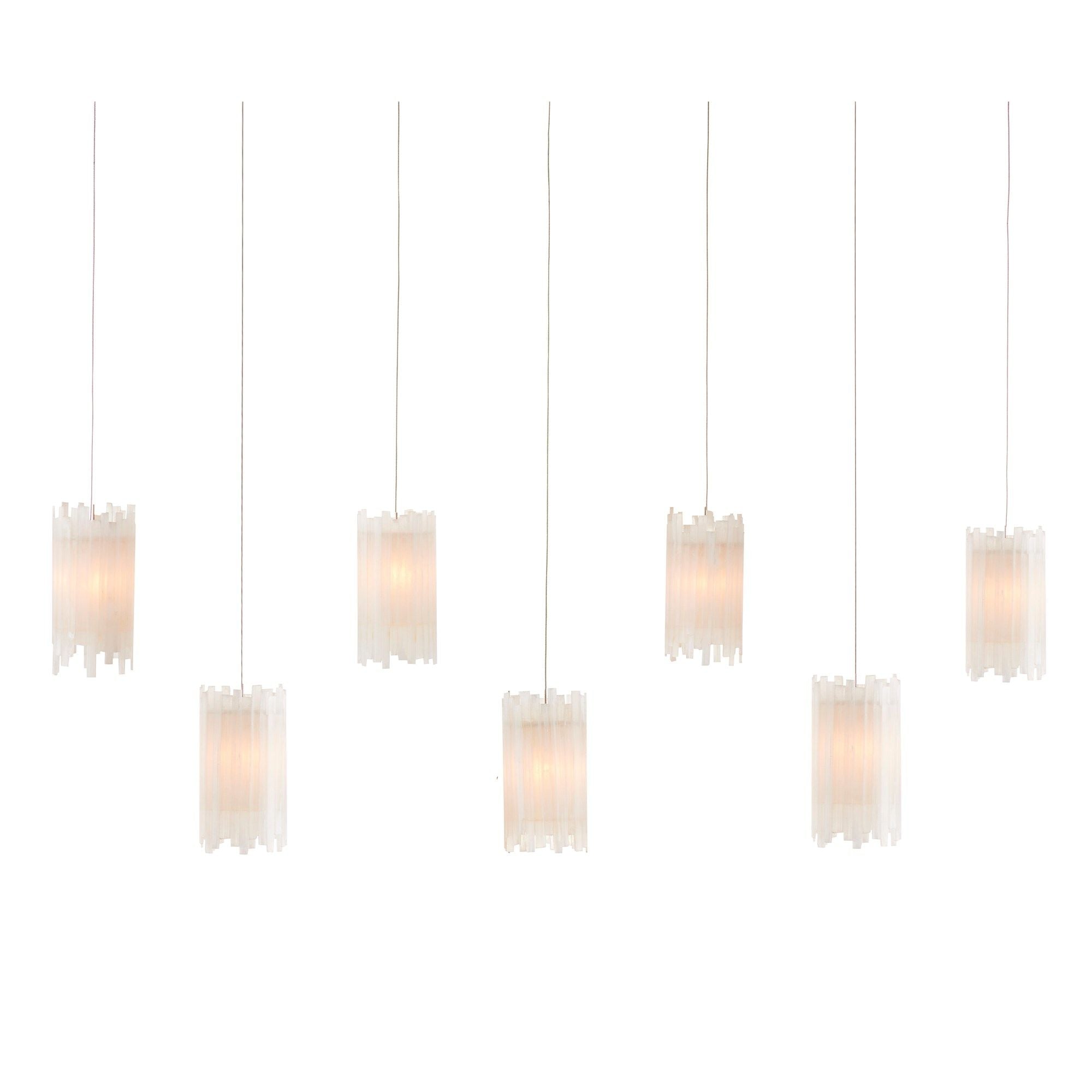 Escenia 7-Light Rectangular Multi-Drop Pendant - Frosted/Silver