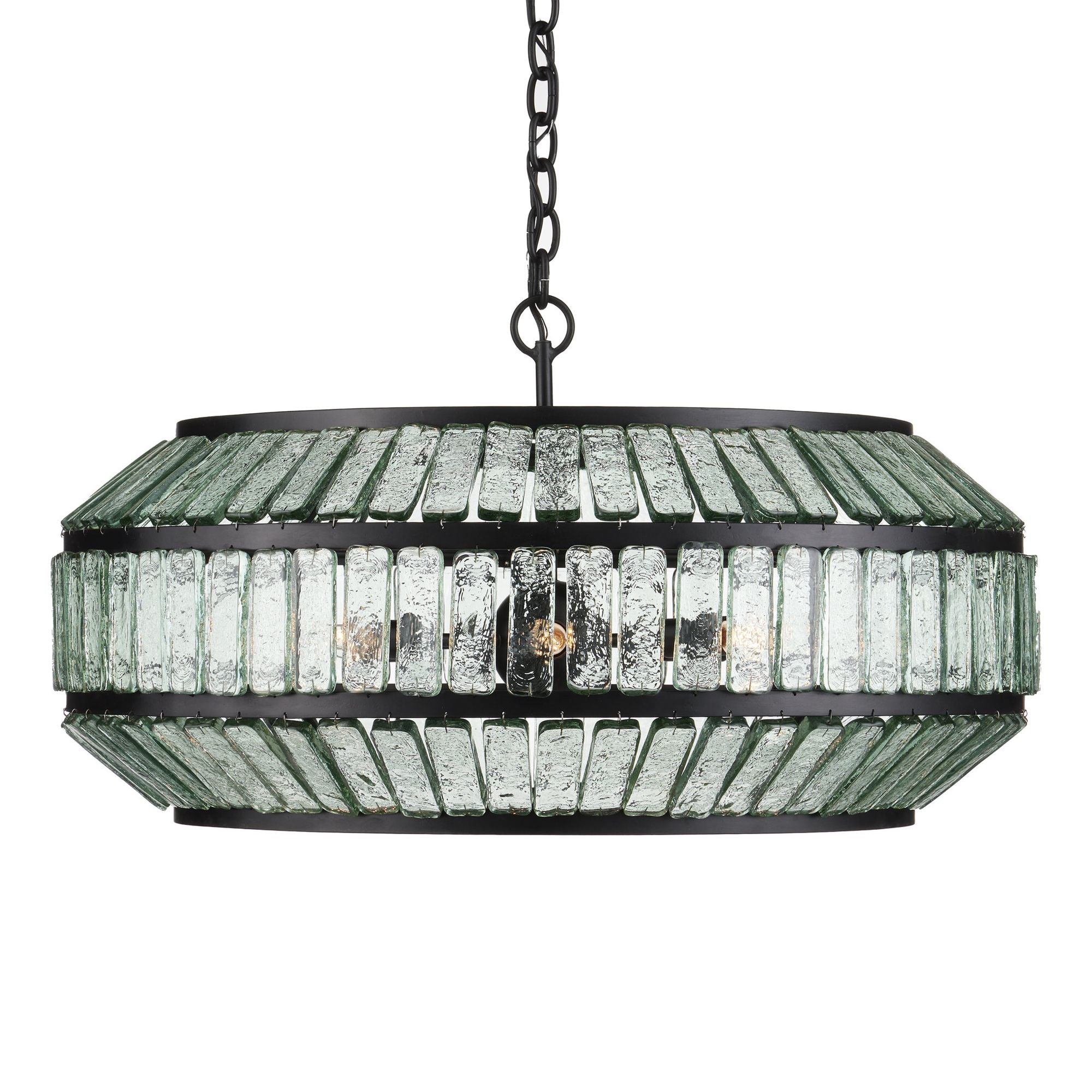 Centurion Recycled Glass Chandelier - Clear/Satin Black