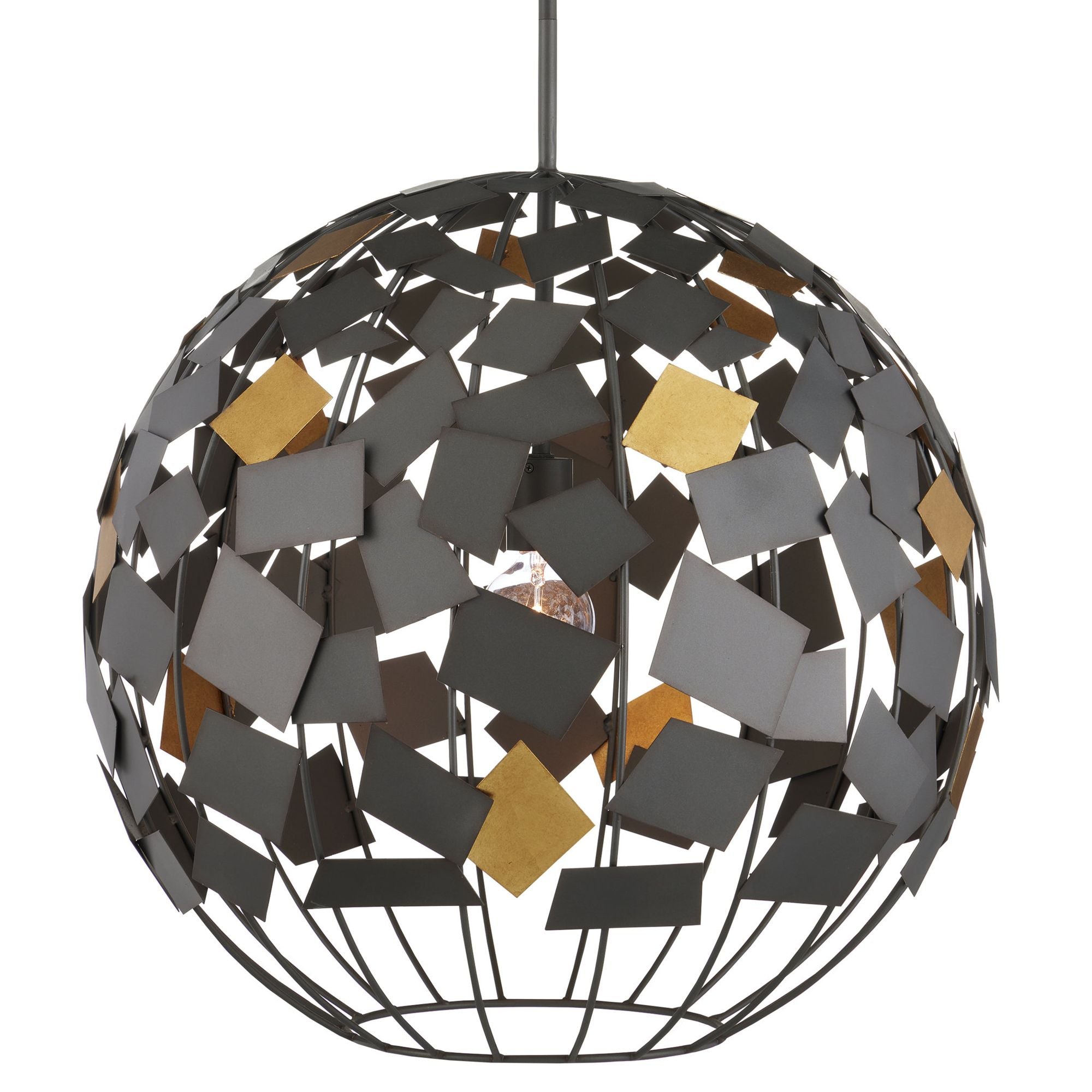 Moon Night Gray & Gold Orb Chandelier - Hiroshi Gray/Contemporary Gold Leaf