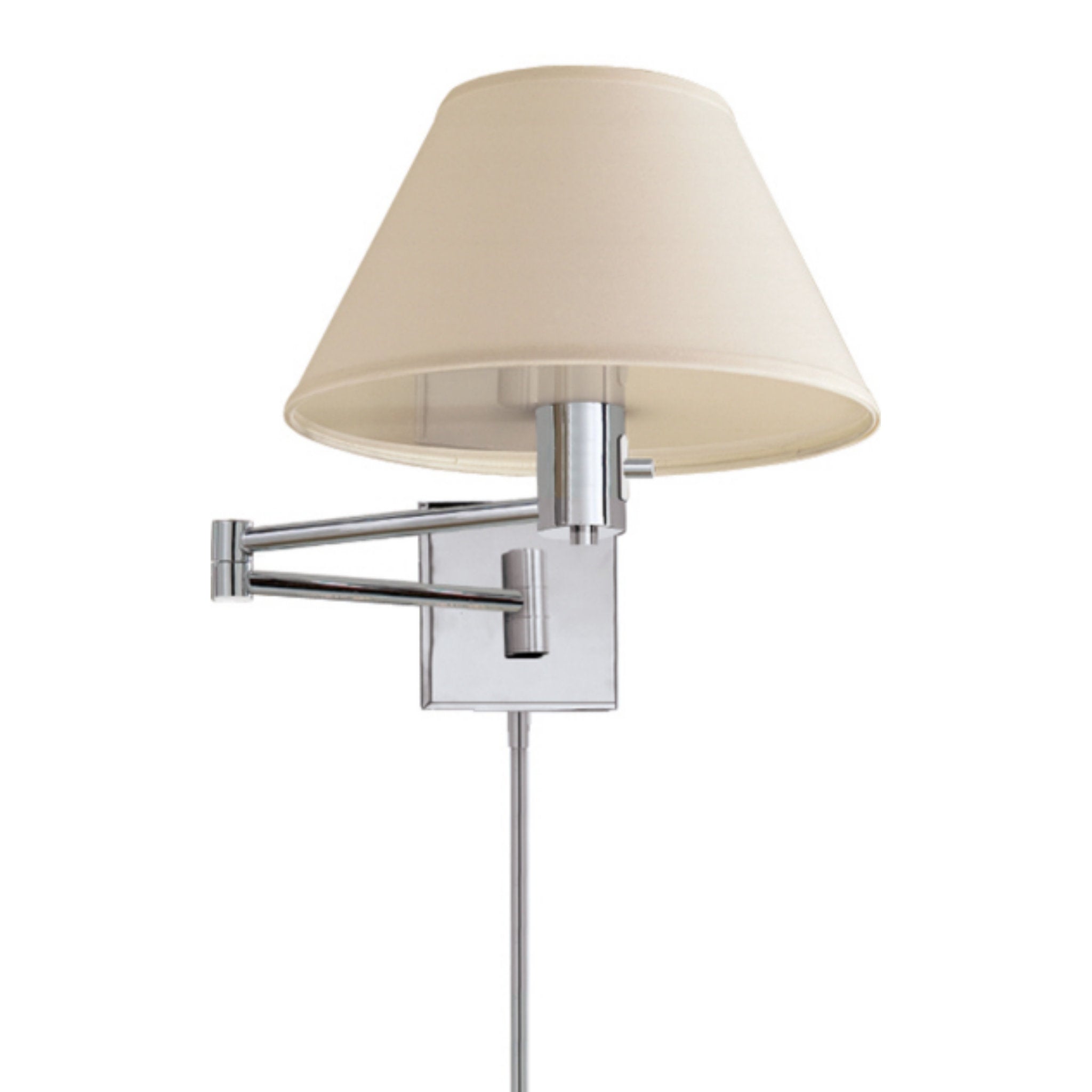 Visual Comfort Classic Swing Arm Wall Lamp in Polished Nickel with Linen Shade Wall Light W12" x H11"