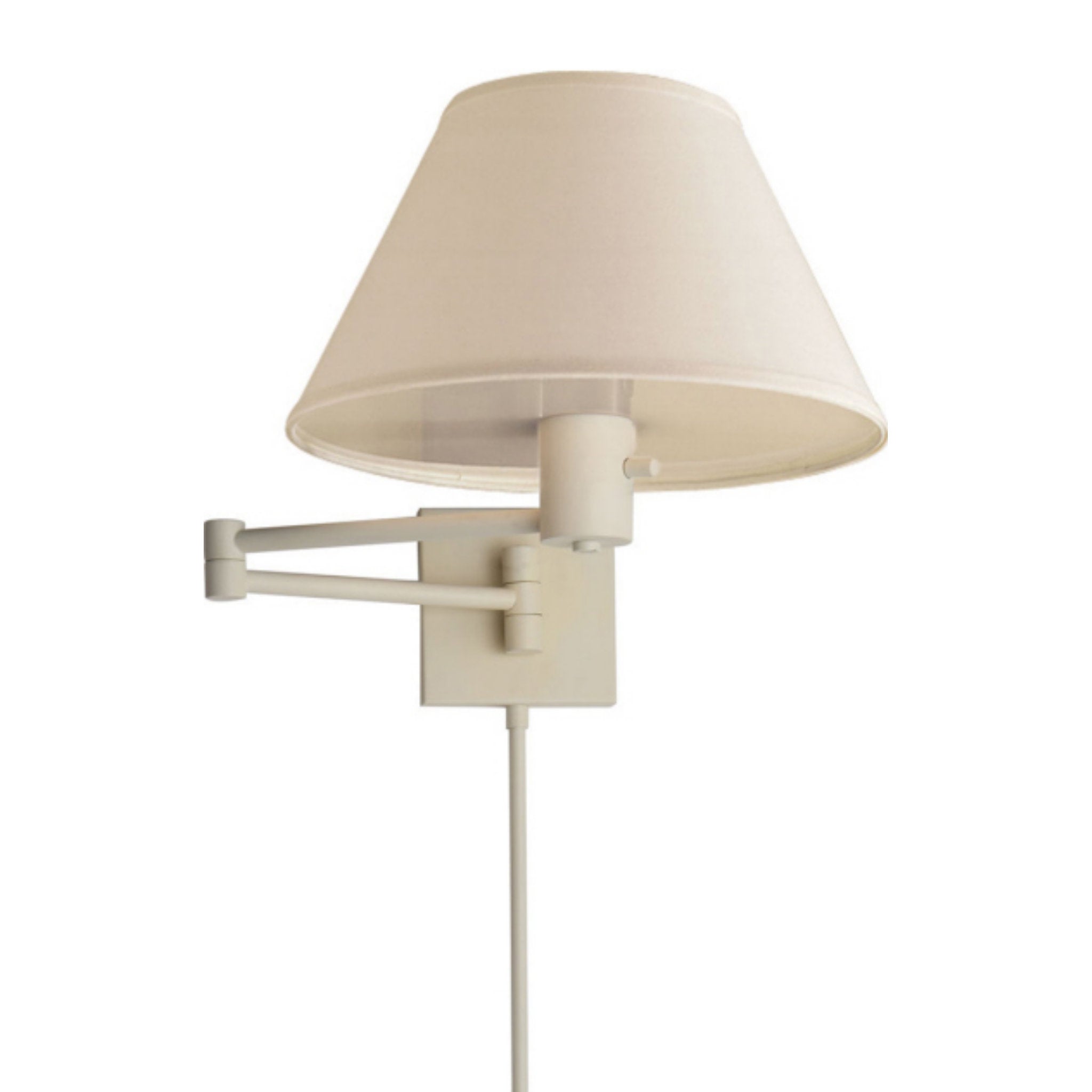Visual Comfort Classic Swing Arm Wall Lamp in White with Linen Shade Wall Light W12" x H11"