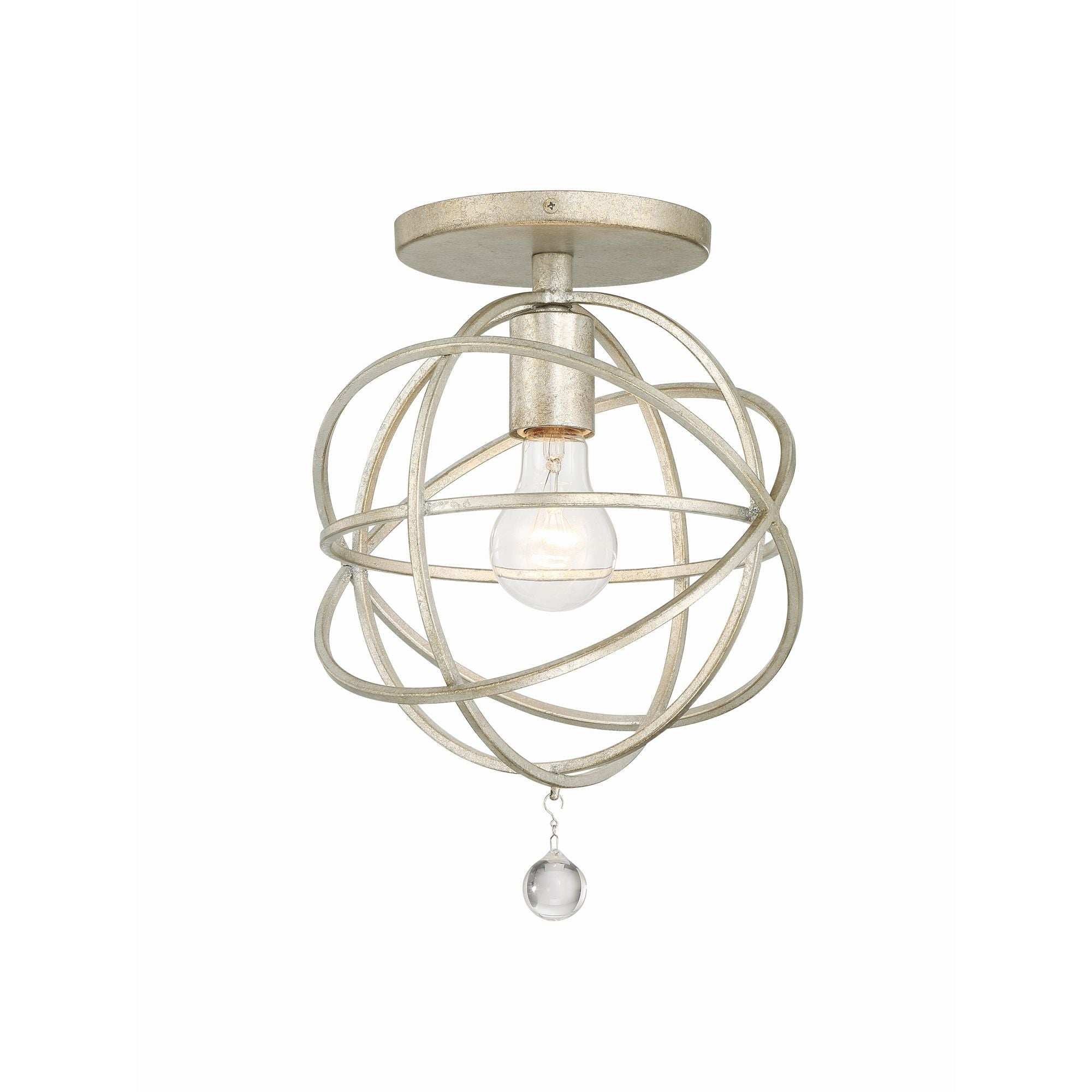 Solaris 9'' Olde Silver Semi Flush Mount Silver 9"W x 13"H x 9"D