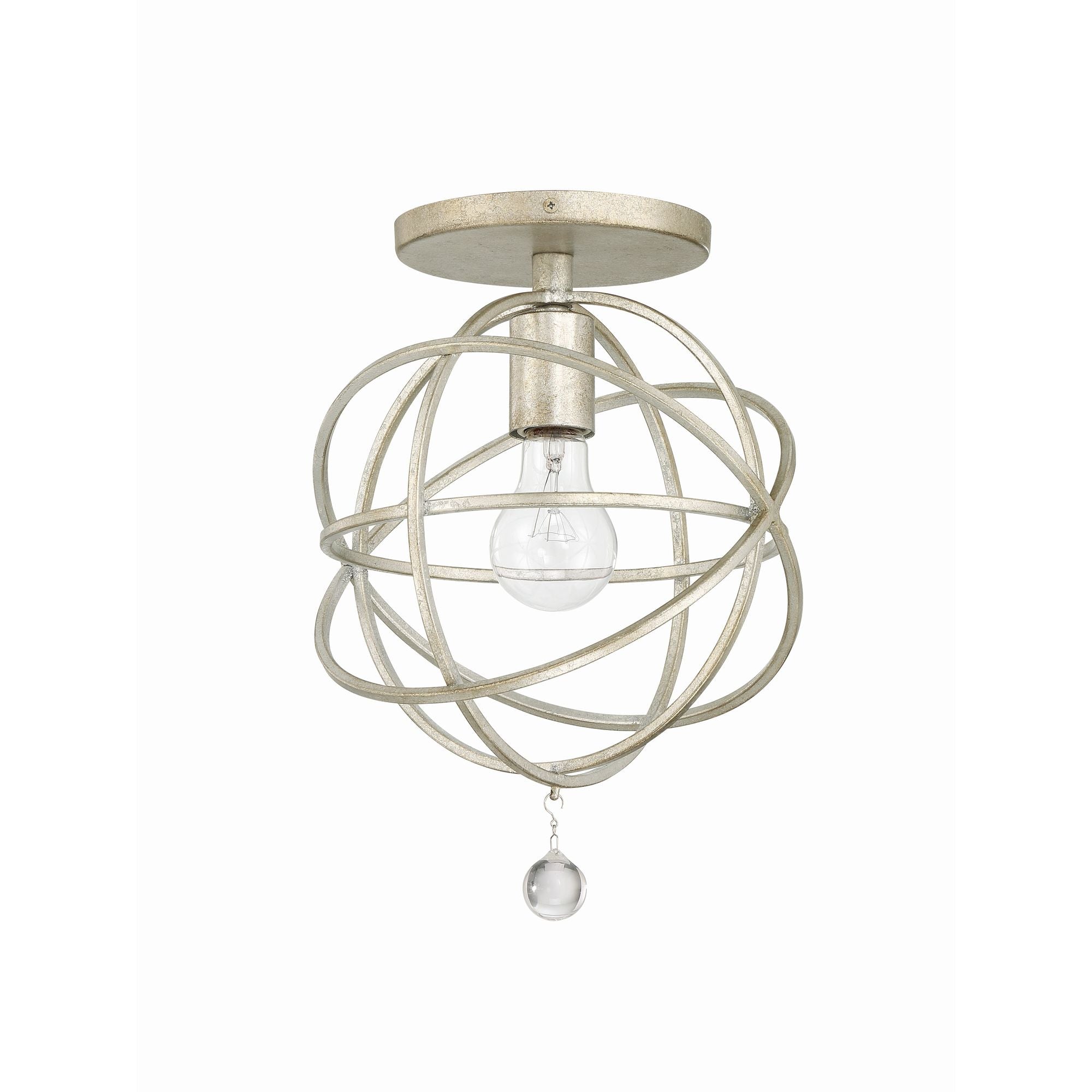 Solaris 9'' Olde Silver Semi Flush Mount Silver 9"W x 13"H x 9"D