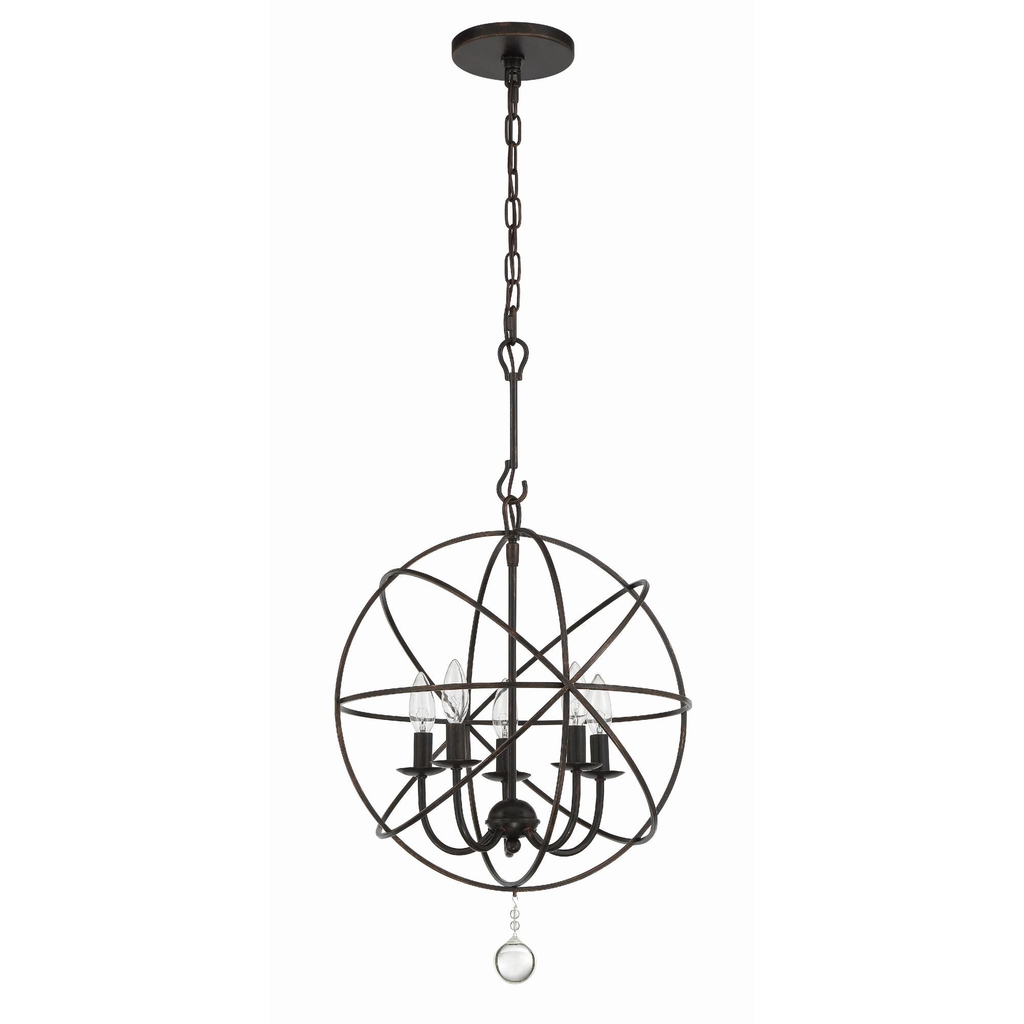 Solaris 5 Light English Bronze Mini Chandelier Clear Glass Drops 17"W x 23"H x 17"D