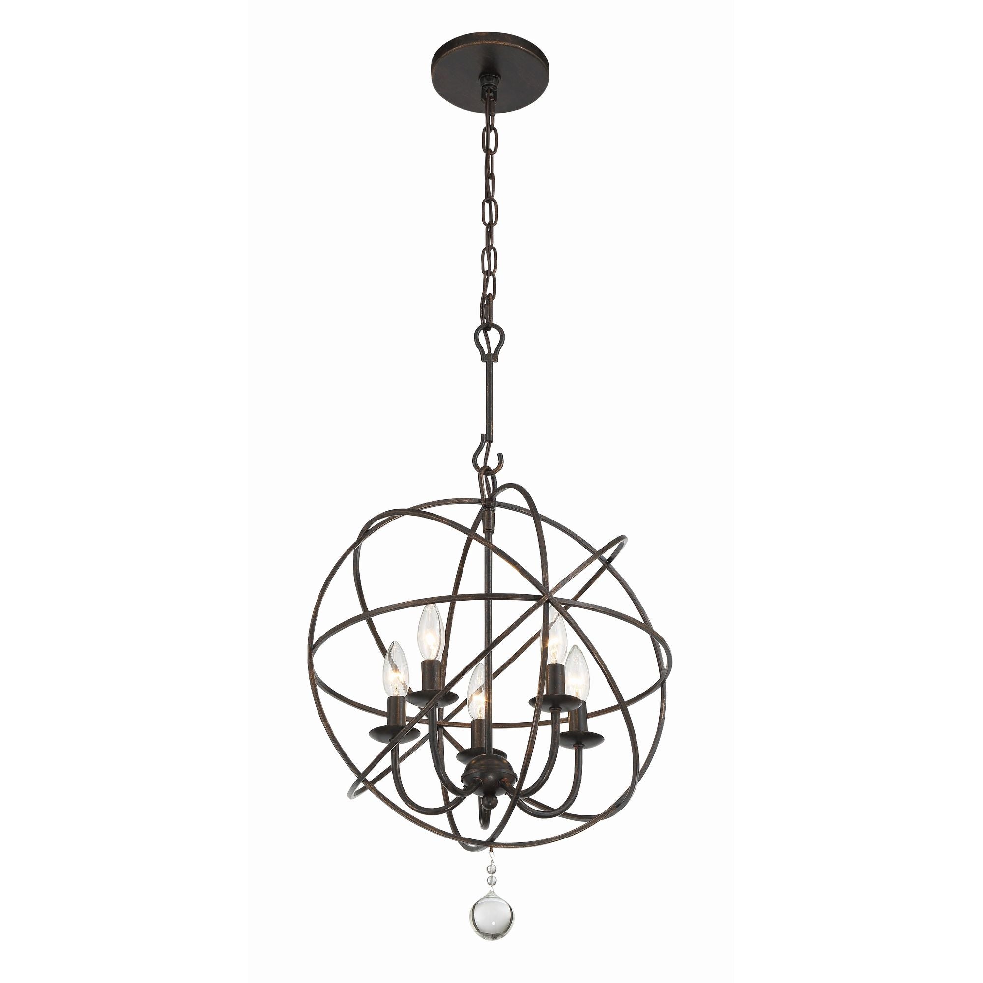 Solaris 5 Light English Bronze Mini Chandelier Clear Glass Drops 17"W x 23"H x 17"D