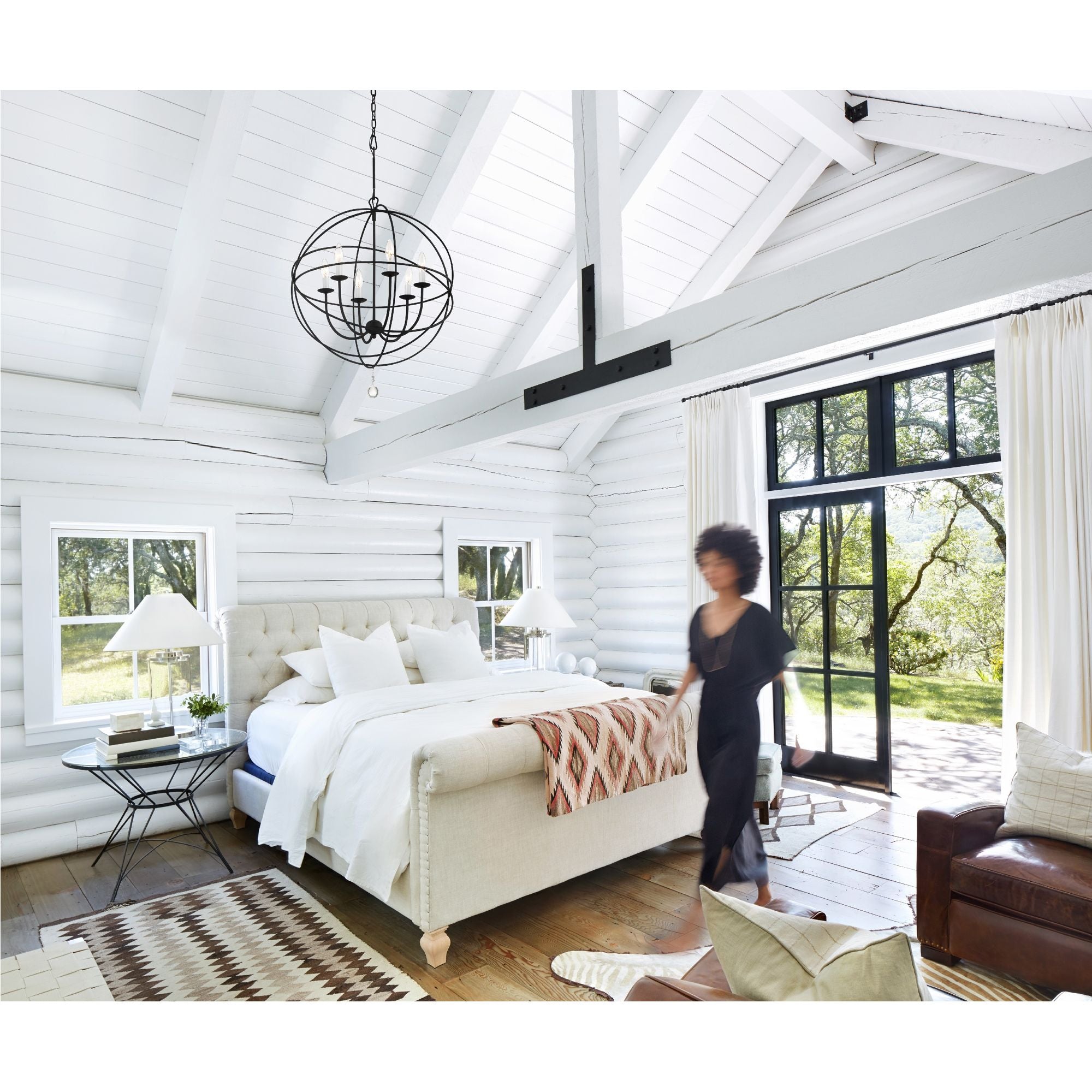 Solaris 6 Light English Bronze Sphere Chandelier Clear Glass Drops 22.5"W x 27.5"H x 22.5"D