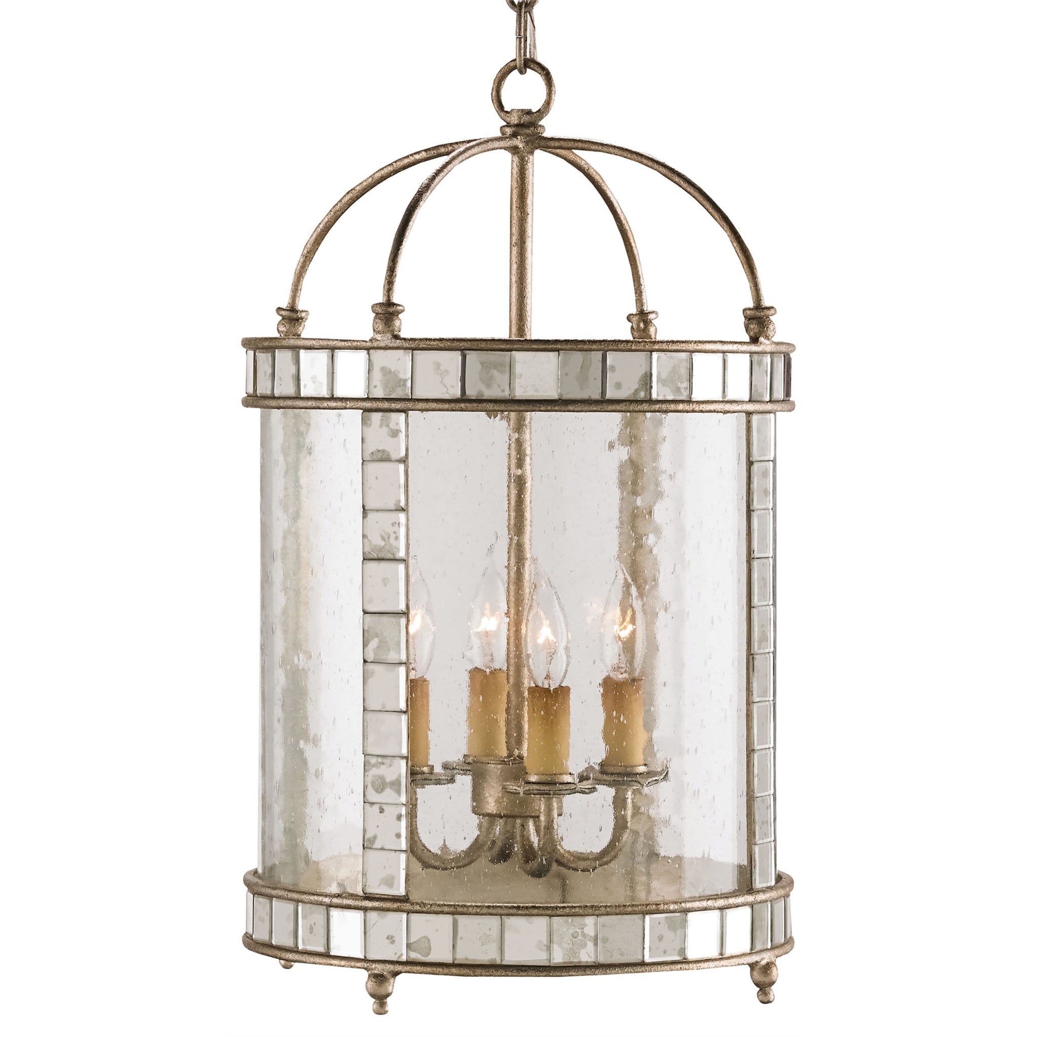 Corsica Small Silver Lantern - Harlow Silver Leaf/Antique Mirror