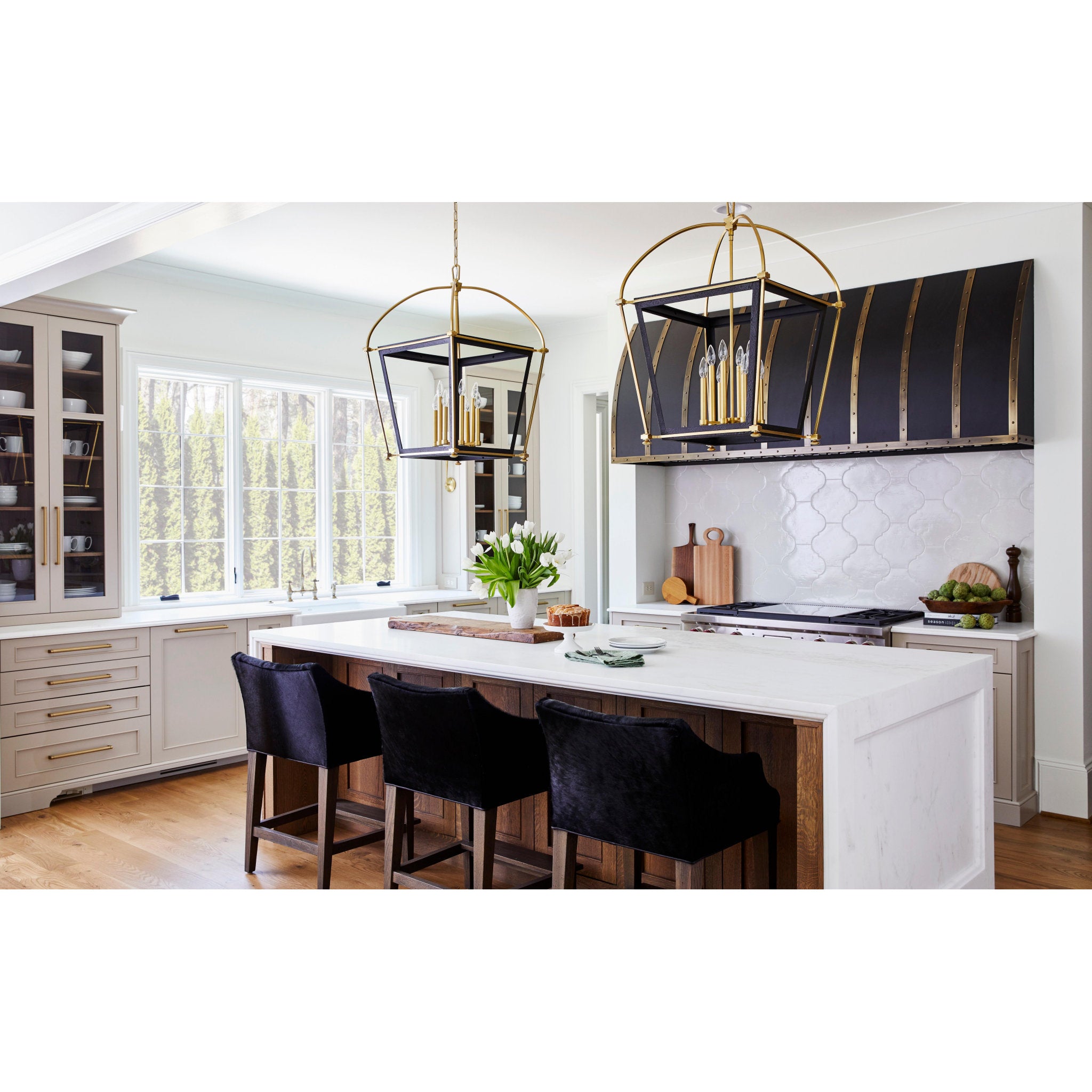 Hollis 8-Light Lantern in Aged Brass 24L x 24W x 36H