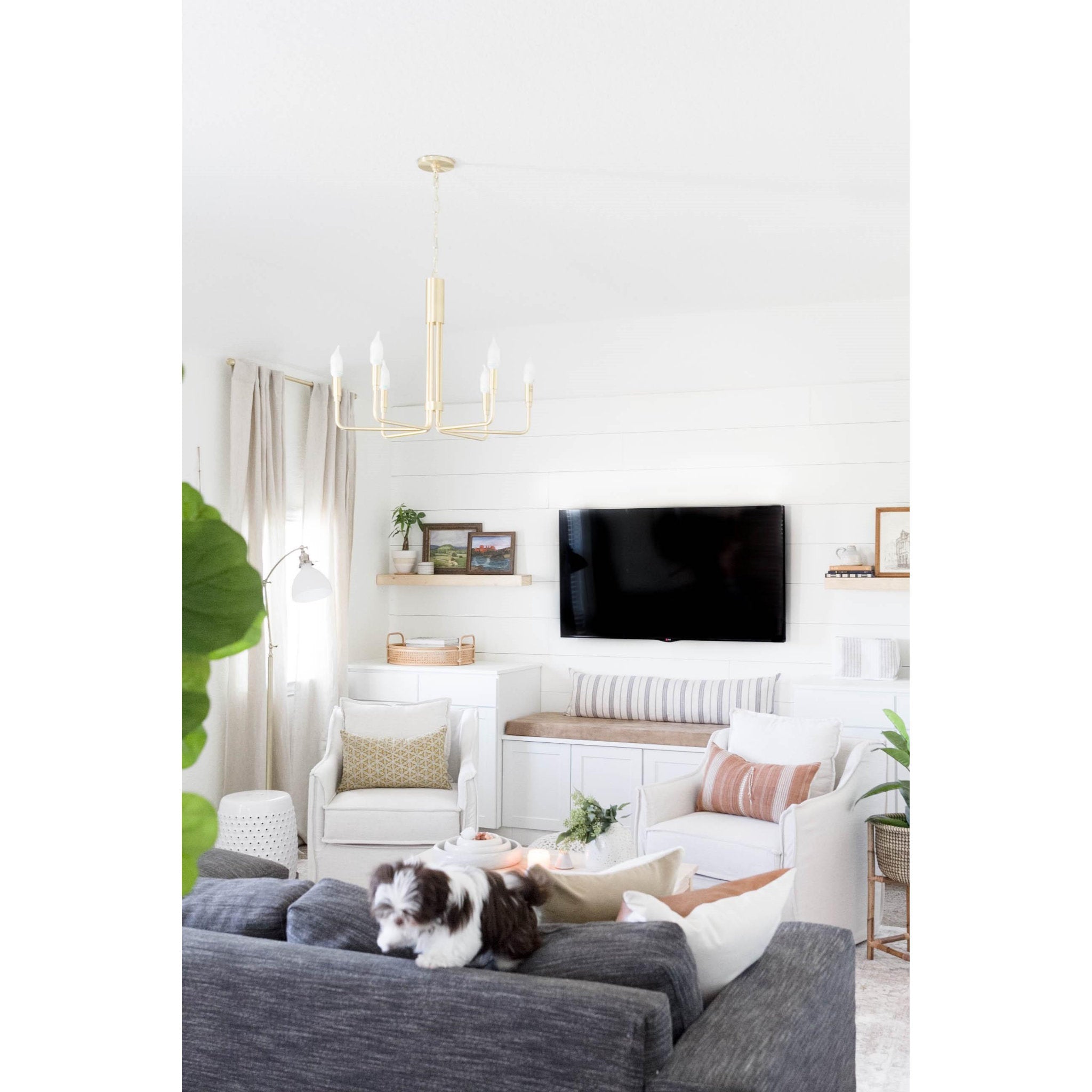 Brigitte 6-Light Chandelier in Aged Brass 25L x 25W x 19.25H