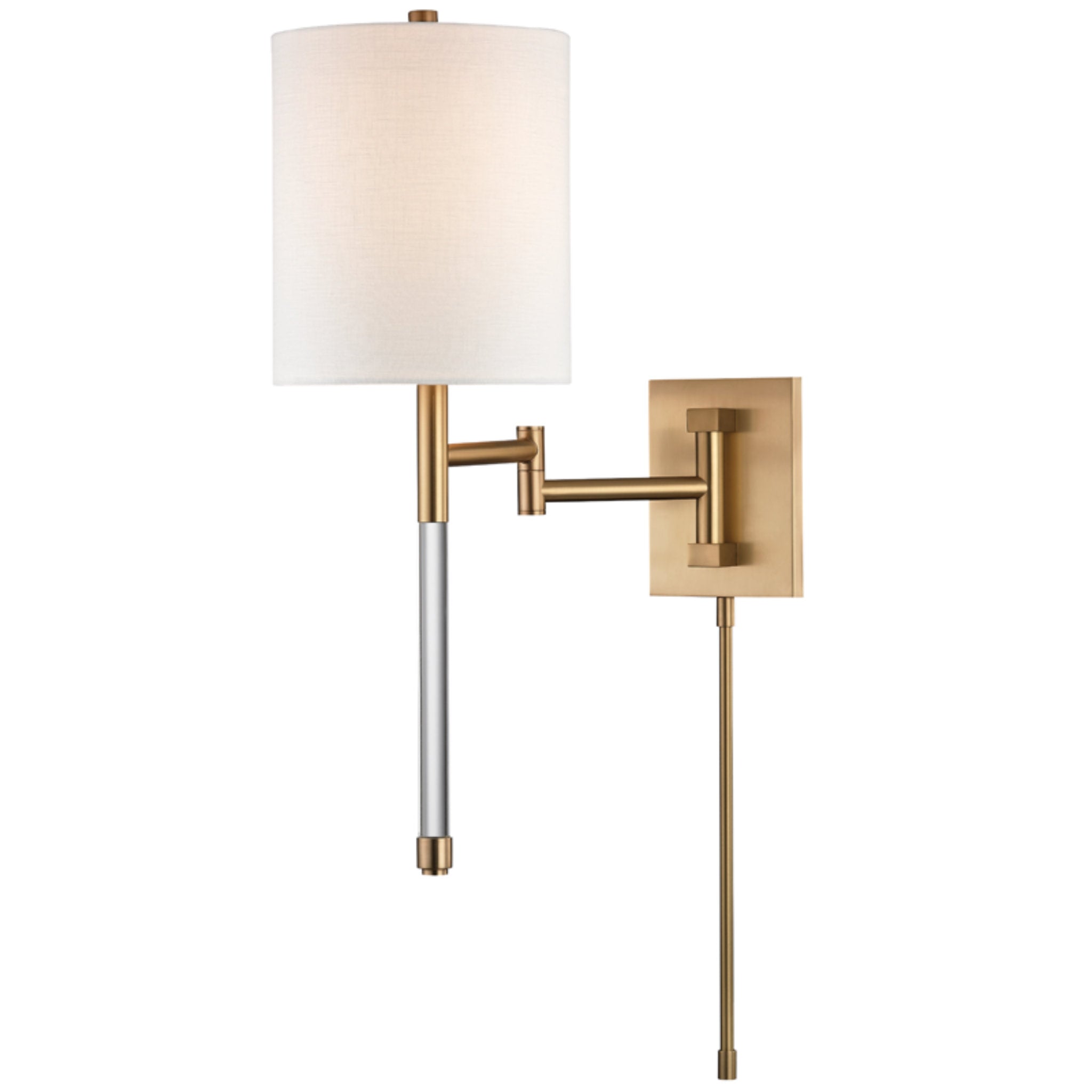 Englewood 1-Light Plug-in Sconce in Aged Brass 7.5L x 7.5W x 20.5H