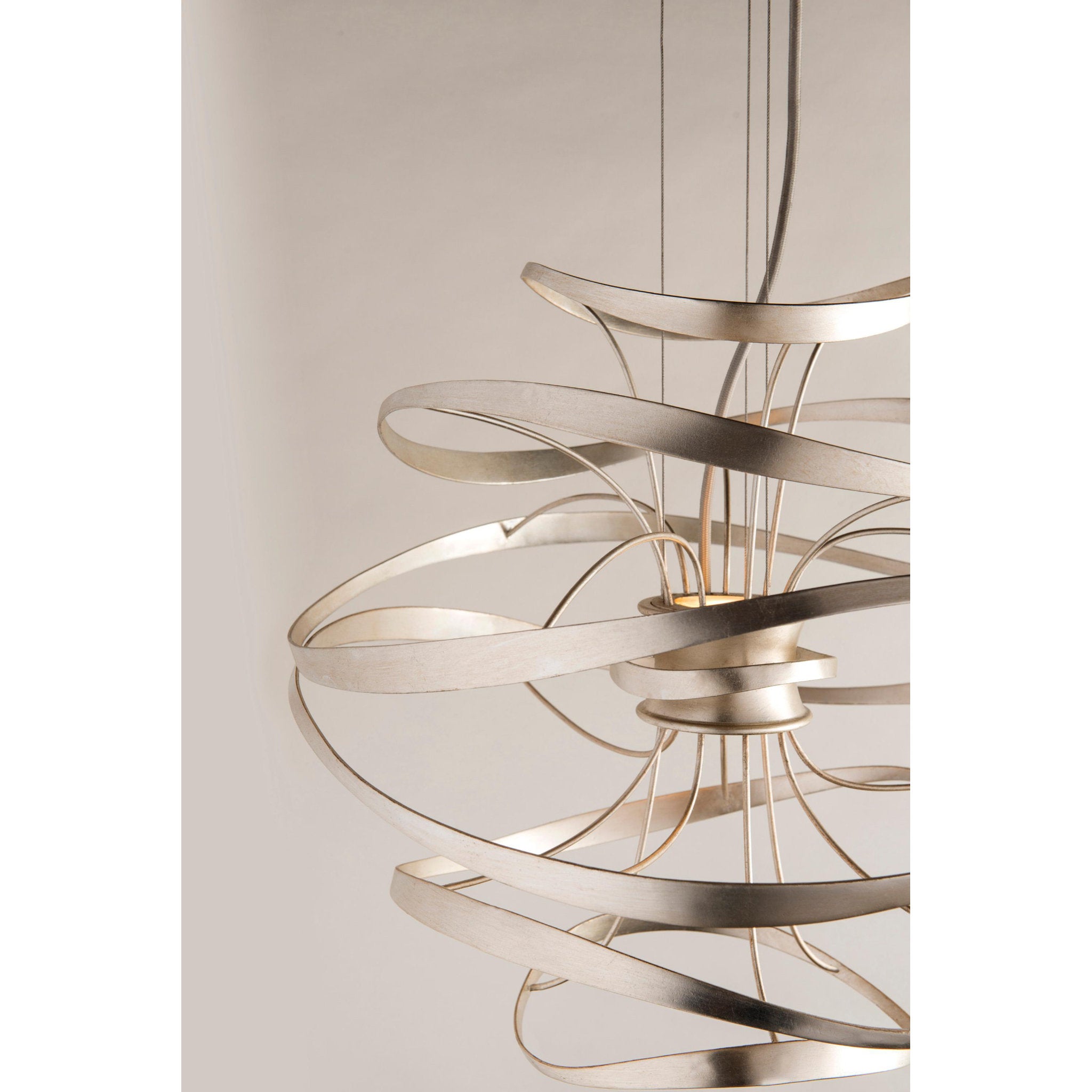 Calligraphy 2-Light Chandelier in Gold Leaf W Polished Stainless 26L x 26W x 24H