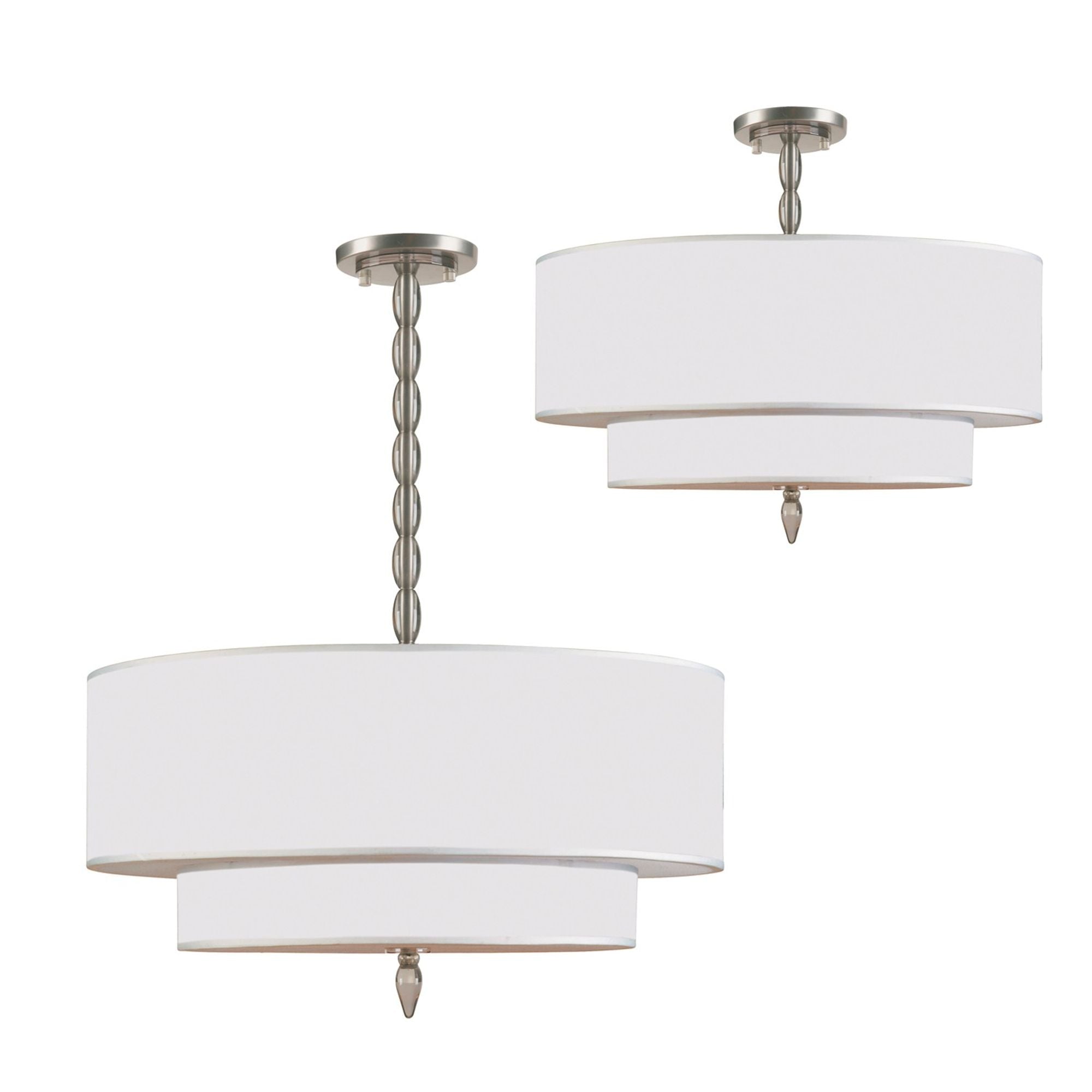 Luxo 5 Light Drum Shade Satin Nickel Chandelier Silk Shade 26"W x 22"H x 26"D