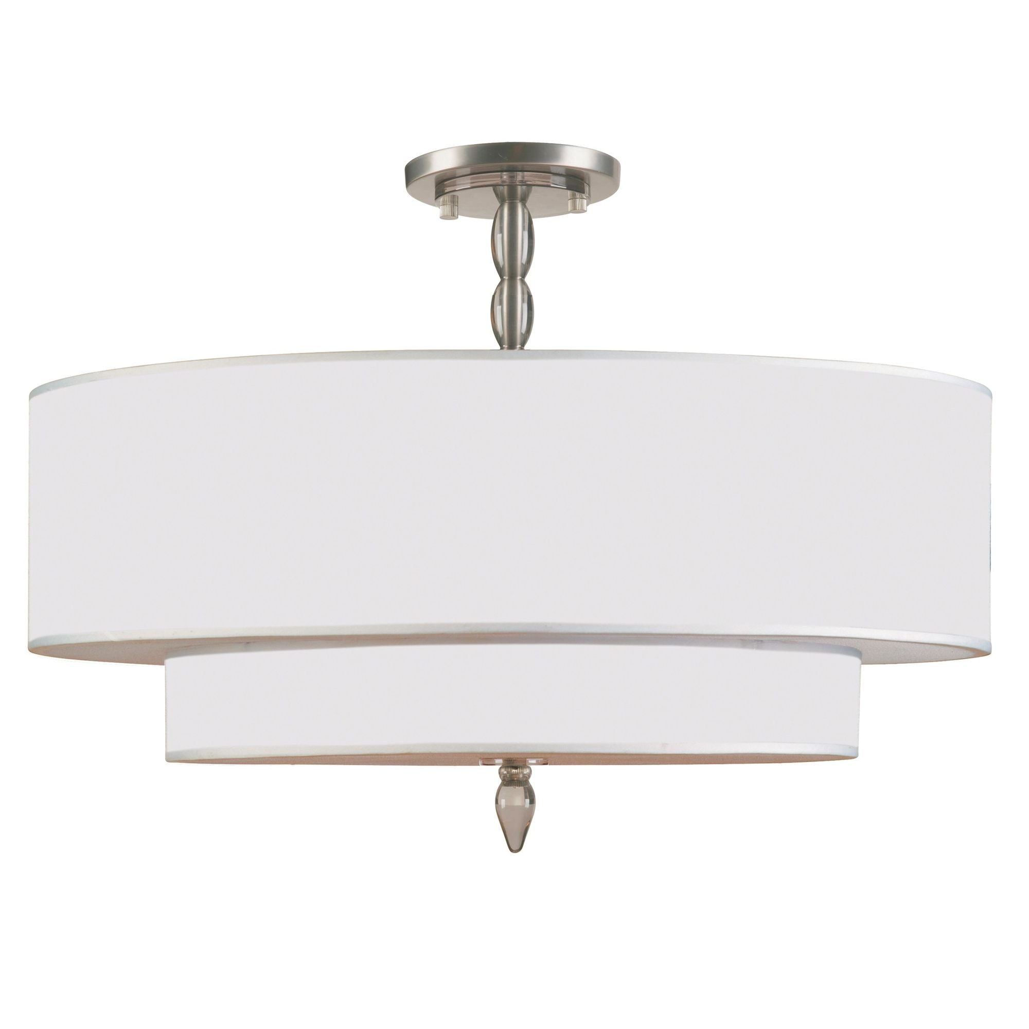 Luxo 5 Light Satin Nickel Semi Flush Mount Silk Shade 26"W x 22"H x 26"D