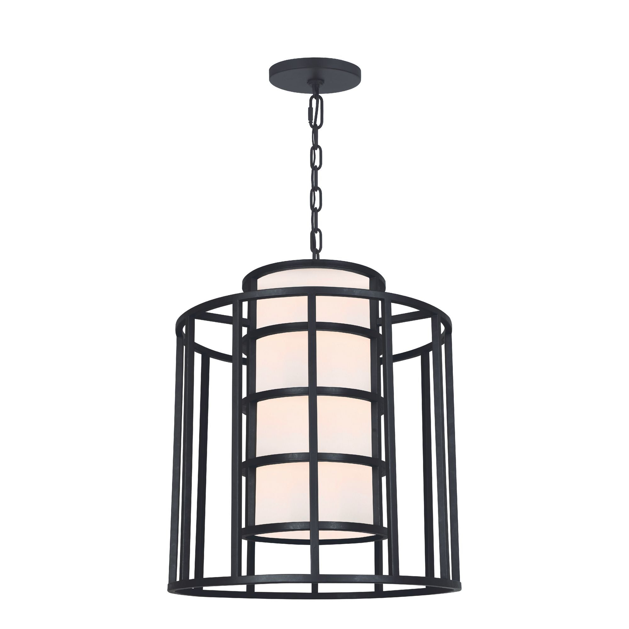 Brian Patrick Flynn Hulton 6 Light Matte Black Chandelier Silk Shade 21"W x 28"H x 21"D