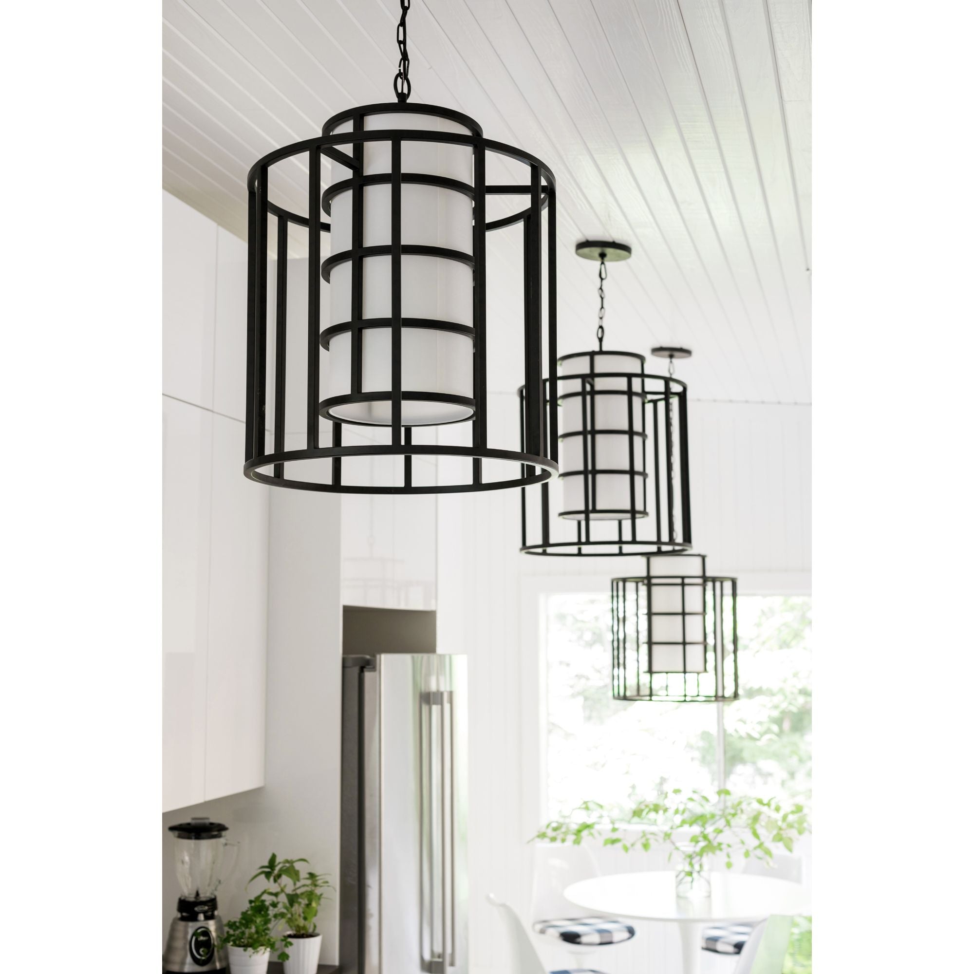 Brian Patrick Flynn Hulton 6 Light Matte Black Chandelier Silk Shade 21"W x 28"H x 21"D