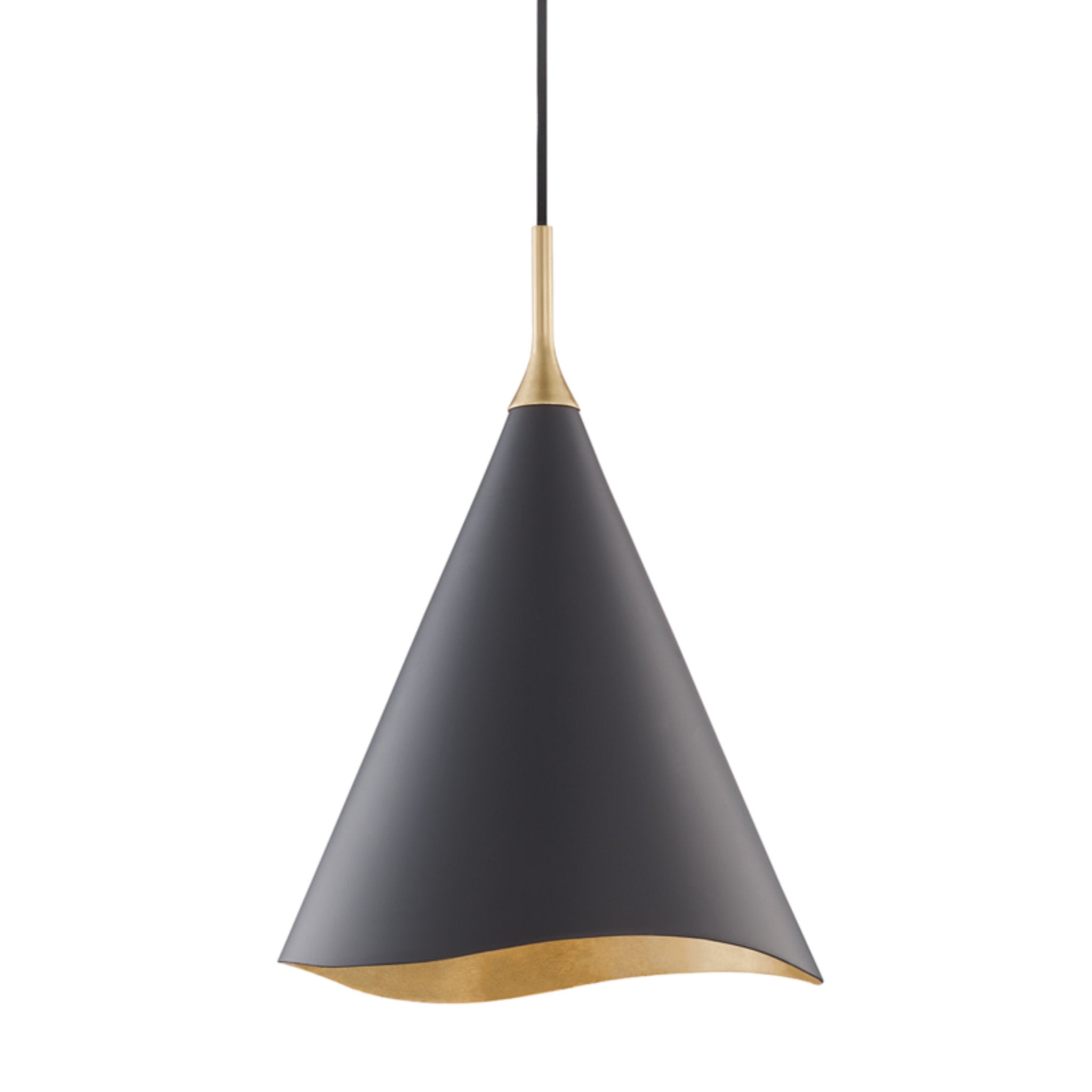 Martini 1-Light Pendant in Gold Leaf/Black Combo 13L x 13W x 18.5H