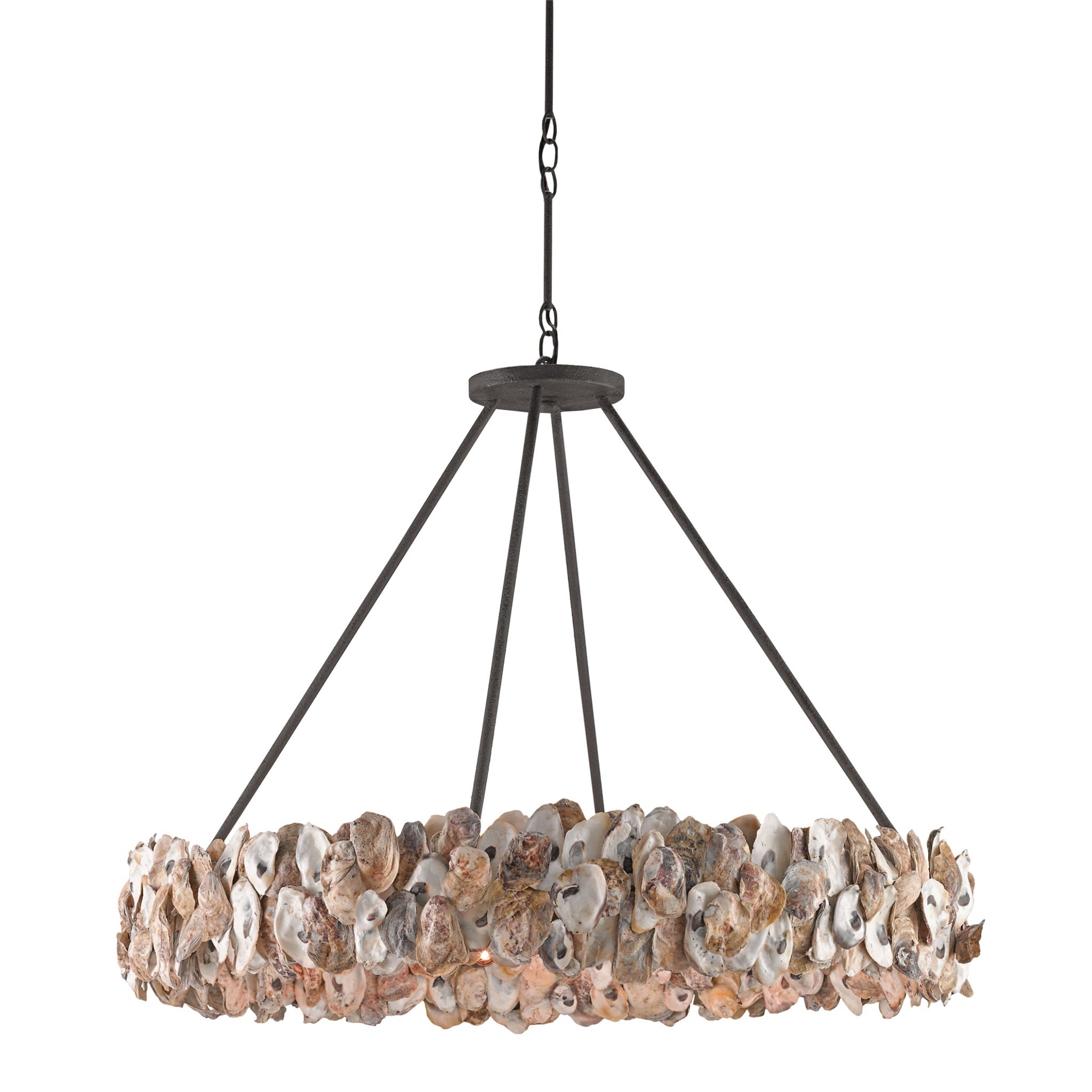 Oyster Shell Chandelier - Textured Bronze/Natural