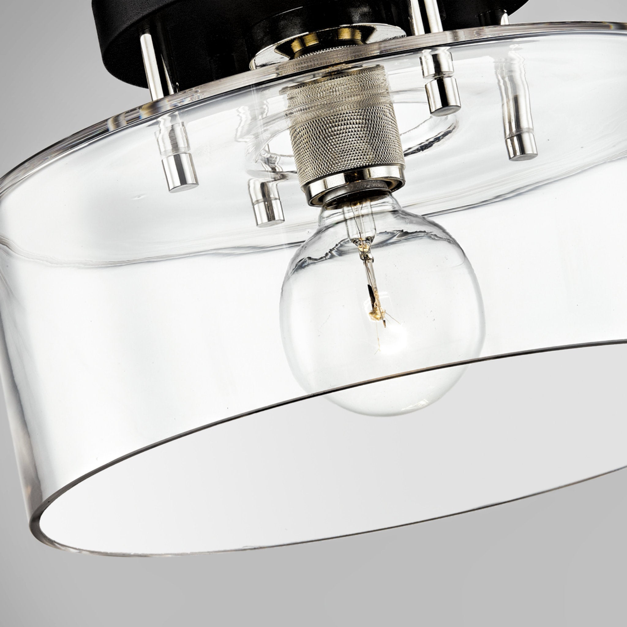 Bergamot Station Semi Flush 1-Light LED in Textured Black & Polish Nickel 12.25L x 12.25W x 8H