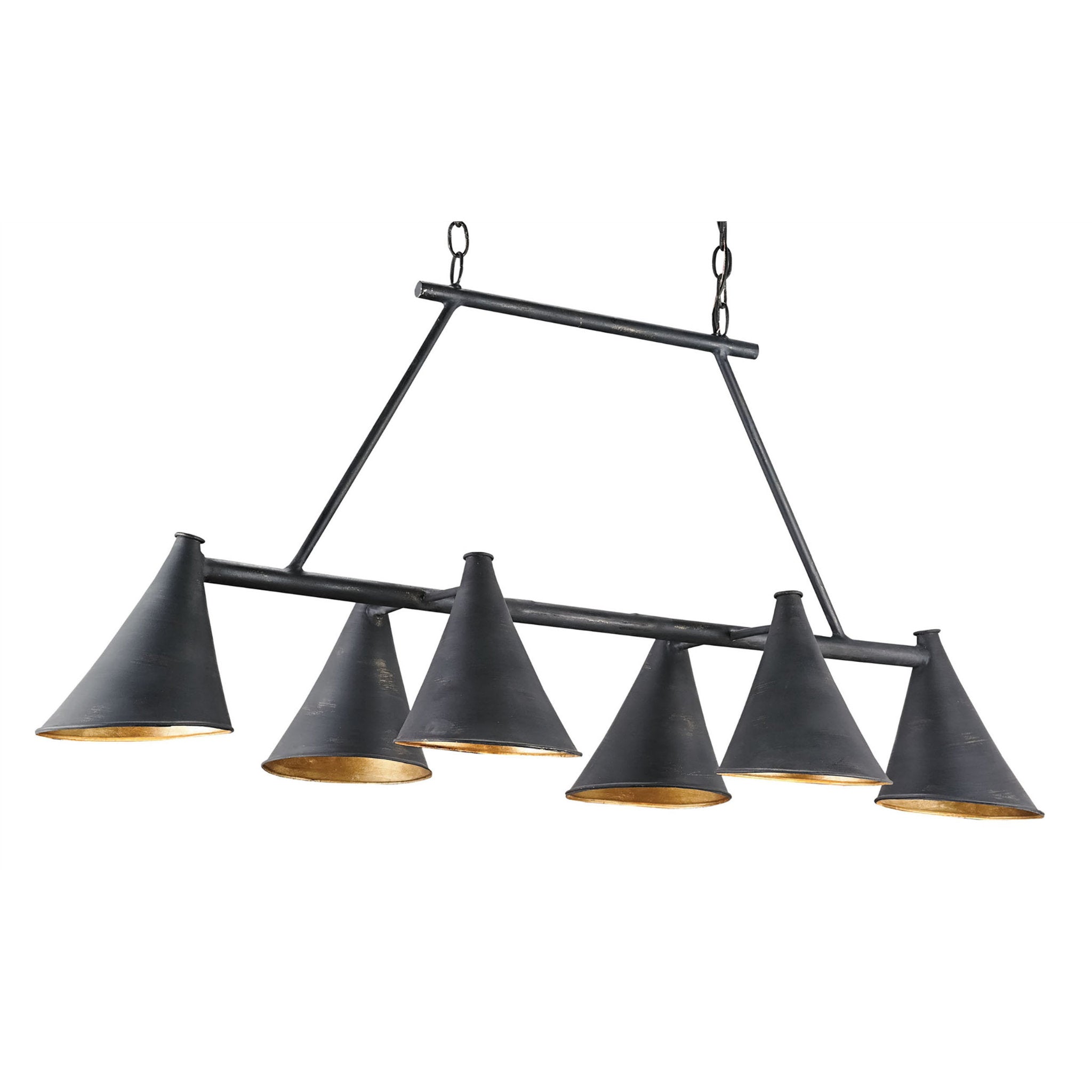 Culpepper Black Rectangular Chandelier - French Black/Contemporary Gold Leaf